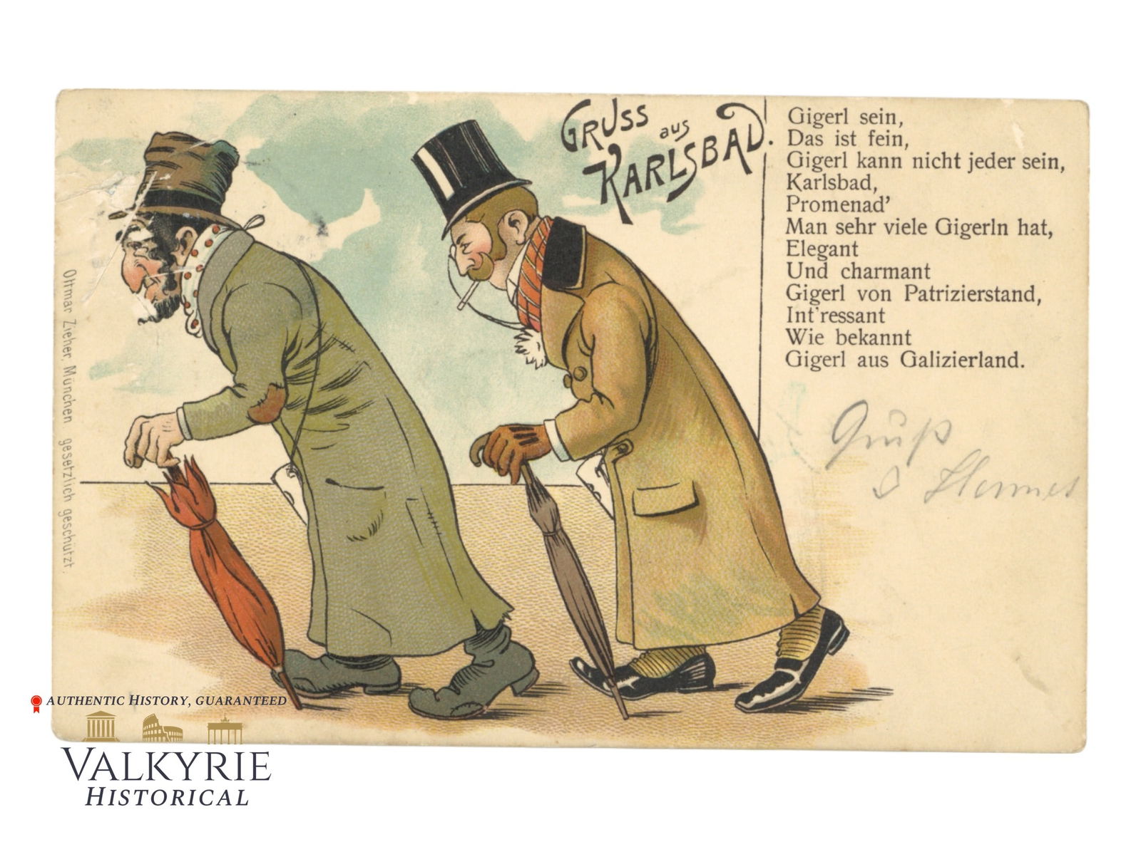German Anti-Semitic Postcard From 1900 Representing a Jewish Beggar "Greetings From Karlsbad": German Anti-Semitic Postcard From 1900 Representing a Jewish Beggar "Greetings From Karlsbad". Circulated. All items for this auction will be shipping from Europe. Shipping cost $20 it doesn't matter