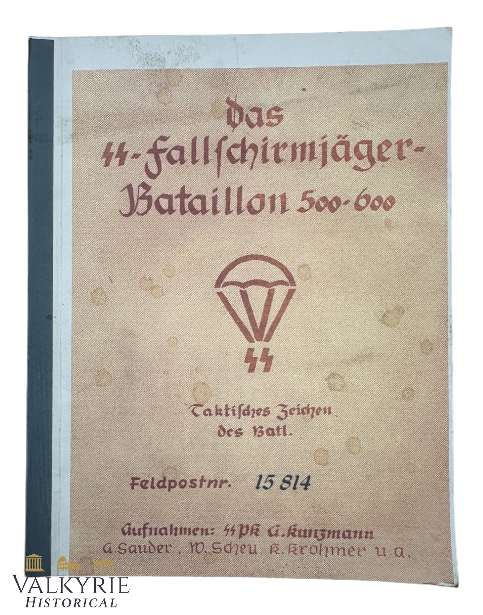 Post-war Hand Made Album of the German SS Parachutist Battalion 500-600: Post-war Hand Made Album of the German SS Parachutist Battalion 500-600. With photos of award diplomas and many period photos commented. All items for this auction will be shipping from Europe. Shippi