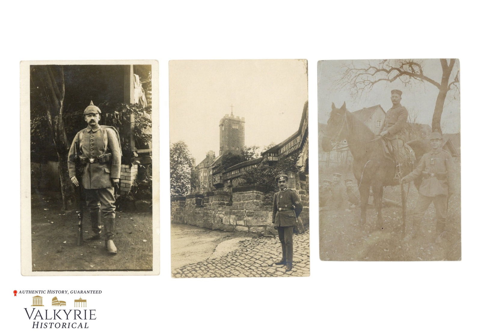 Set of 3 Postcard Size Portrait Photos of WW1 Period German Soldiers: Set of 3 Postcard Size Portrait Photos of WW1 Period German Soldiers. 2 described on the reverse. All items for this auction will be shipping from Europe. Shipping cost $20 it doesn't matter how many