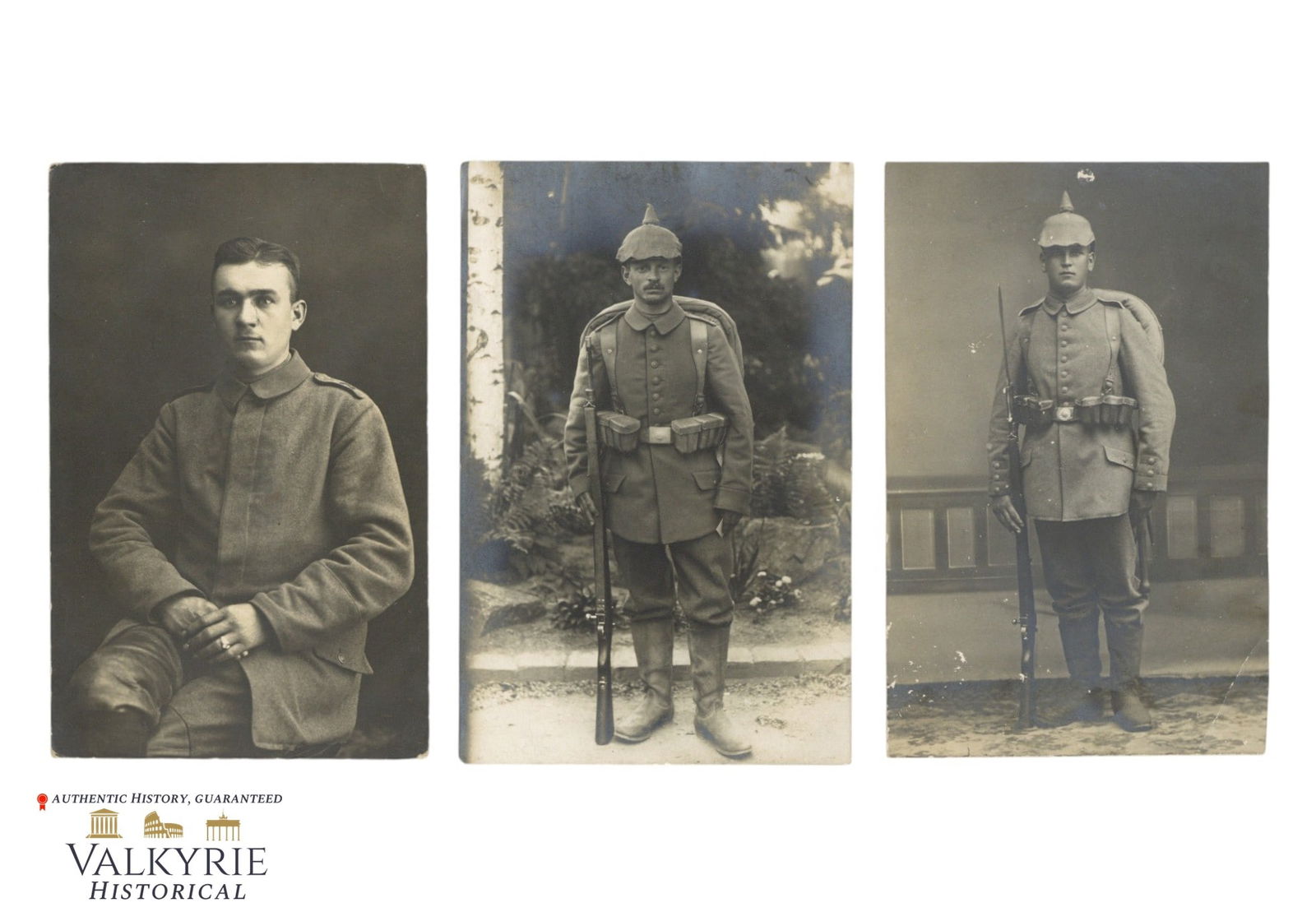 Set of 3 Postcard Size Portrait Photos of WW1 Period German Soldiers: Set of 3 Postcard Size Portrait Photos of WW1 Period German Soldiers. All items for this auction will be shipping from Europe. Shipping cost $20 it doesn't matter how many items you win.