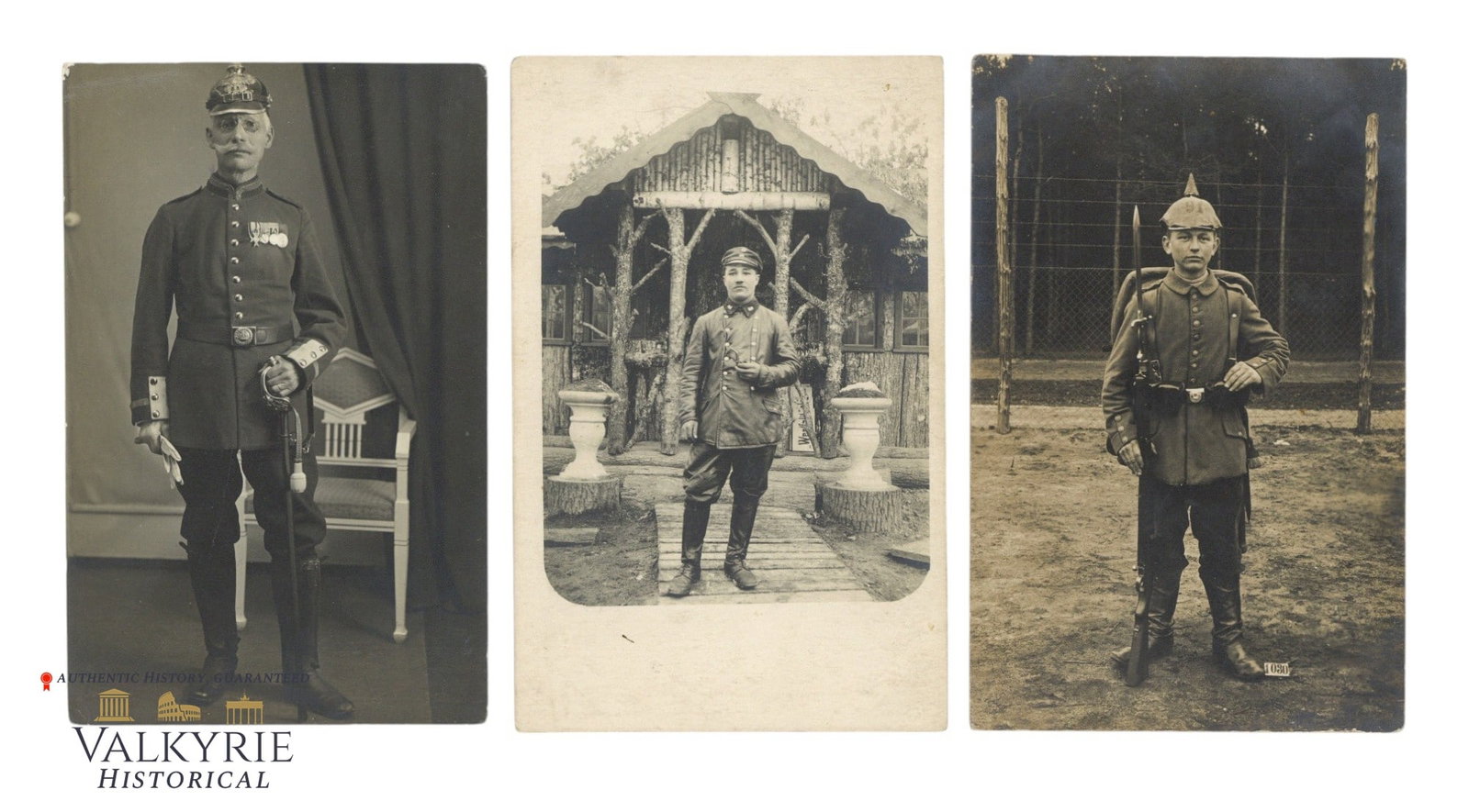 Set of 3 WW1 Period Postcard Size Portraits of German Soldiers: Set of 3 WW1 Period Postcard Size Portraits of German Soldiers. Described on the reverse. All items for this auction will be shipping from Europe. Shipping cost $20 it doesn't matter how many items yo