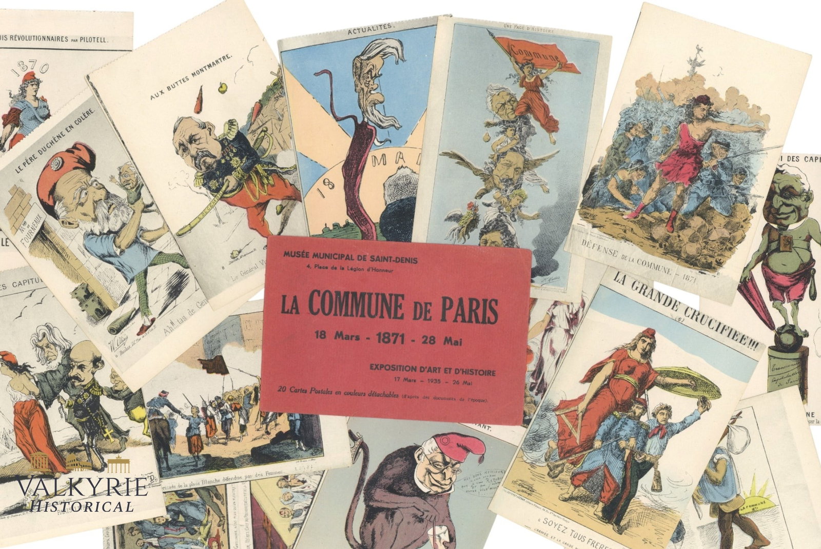 Set of 16 Postcards and Folder With Artwork of the Paris Commune Exhibition in France in 1935: Set of 16 Postcards and Folder With Artwork of the Paris Commune Exhibition in France in 1935. All items for this auction will be shipping from Europe. Shipping cost $20 it doesn't matter how many ite