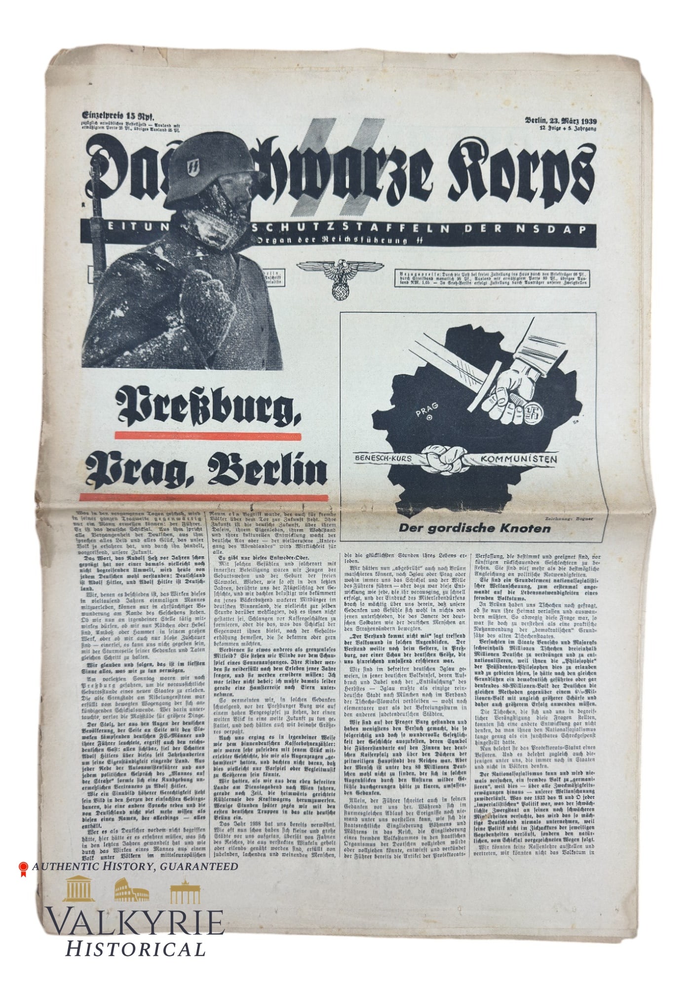 Number of the Official SS Organ "Das Schwarze Korps" - Nr. 12 - Year 1939 - Interesting Collage: Number of the Official SS Organ "Das Schwarze Korps" - Nr. 12 - Year 1939". On the cover we can see a interesting collage. All items for this auction will be shipping from Europe. Shipping cost $20 it