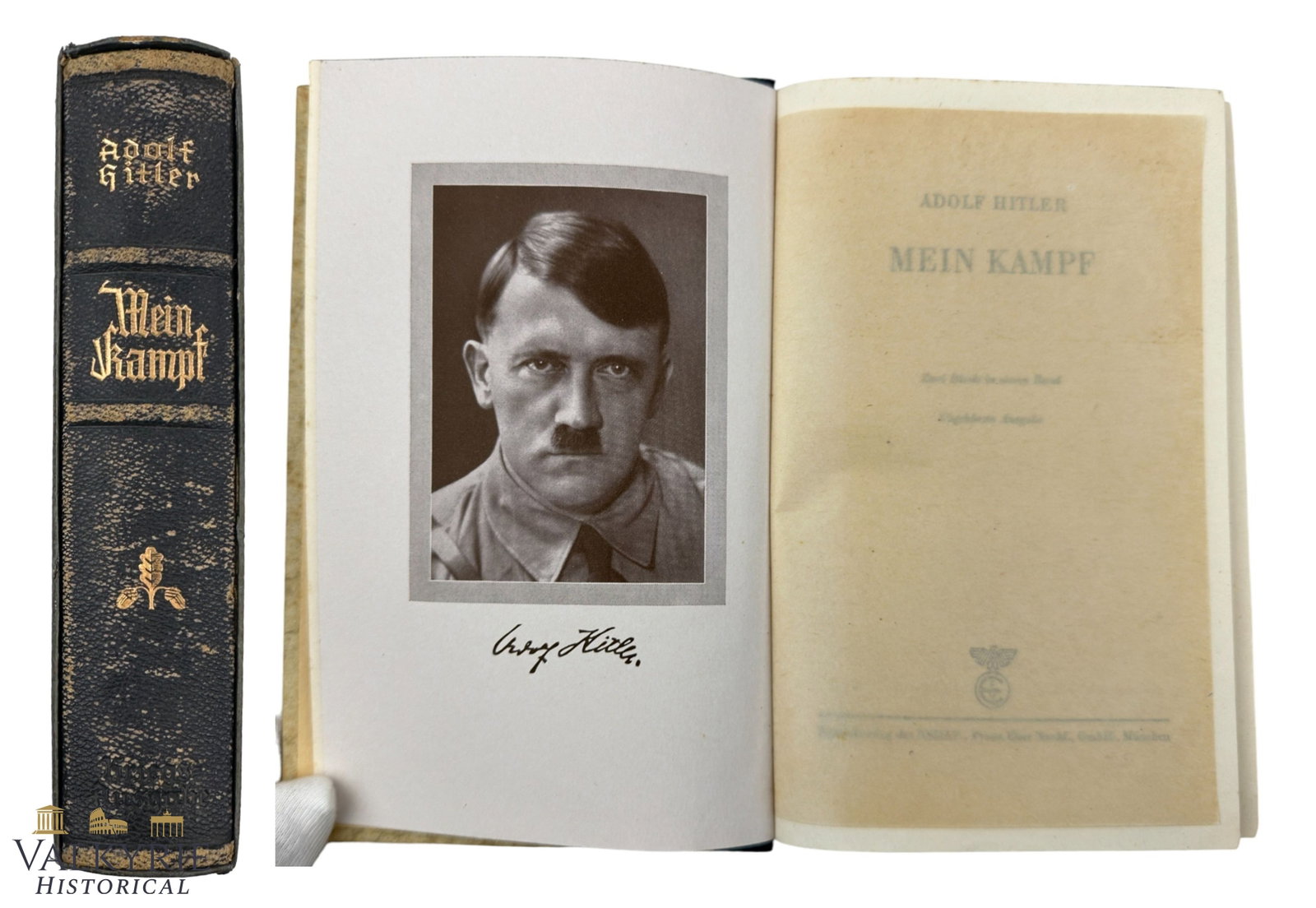 Adolf Hitler's Mein Kampf - 1942 Wedding Edition: Adolf Hitler's Mein Kampf - 1942 Wedding Edition. With the original case and coat of arms of the city on the cover. Complete with all the pages. Hard cover. All items for this auction will be shipping