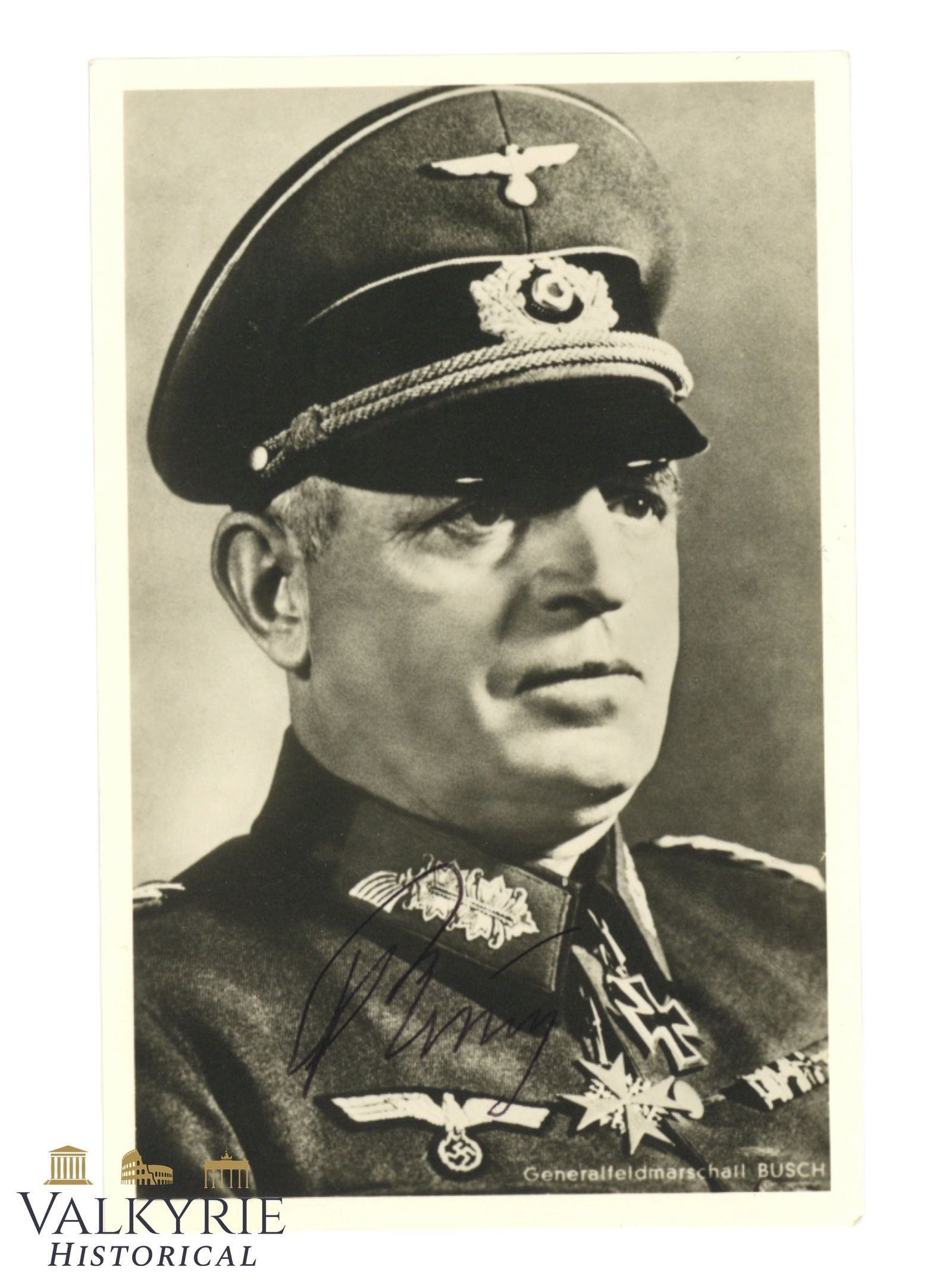 III Period Postcard With Photo of Generalfeldmarschall Ernst Busch - With Original Autograph!: III Period Postcard With Photo of Generalfeldmarschall Ernst Busch - With Original Autograph! Never circulated.Ernst Bernhard Wilhelm Busch (6 July 1885 - 17 July 1945) was a German Generalfeldmarscha