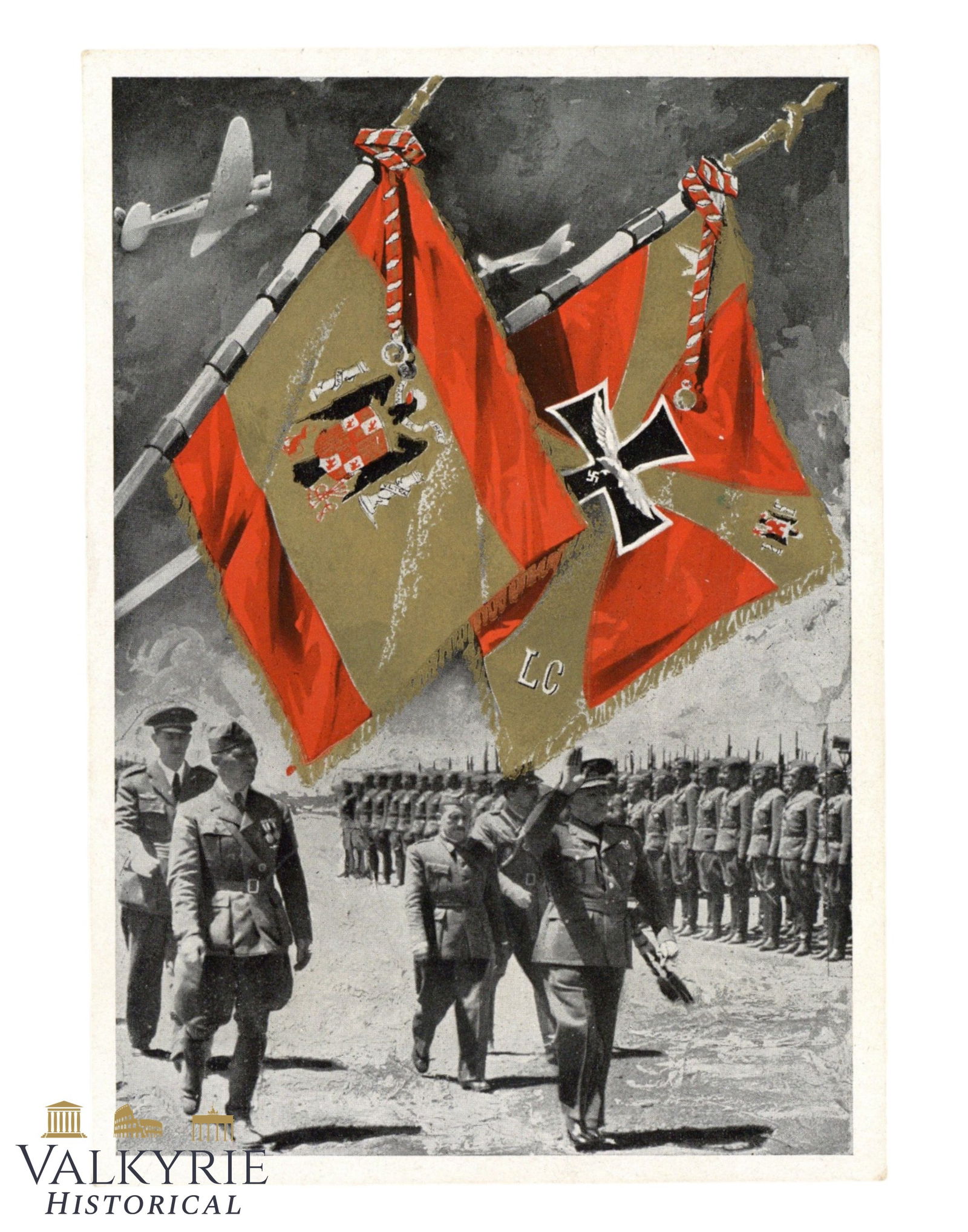 German Commemorative Postcard of the Return to Germany of the Legion Condor - 1939: German Commemorative Postcard of the Return to Germany of the Legion Condor after three years helping Spanish National Army during Spanish Civil War - Year 1939. With nice commemorative ink stamps on