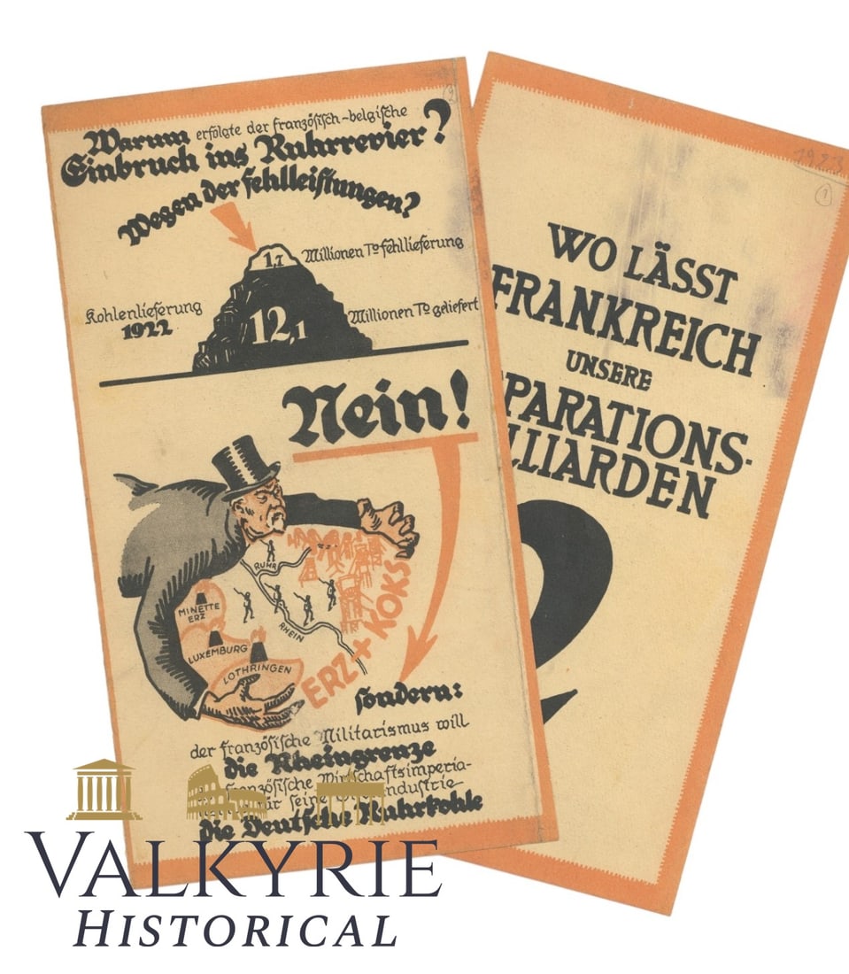 Post-WW1 German Anti-French Propaganda Leaflet "Where Have Left France the Reparations Money?": Post-WW1 German Anti-French Propaganda Leaflet "Where Have Left France the Reparations Money?". Is three pages and one side is separate. Size of all is : 42 cm x 27 cm .All items for this auction will