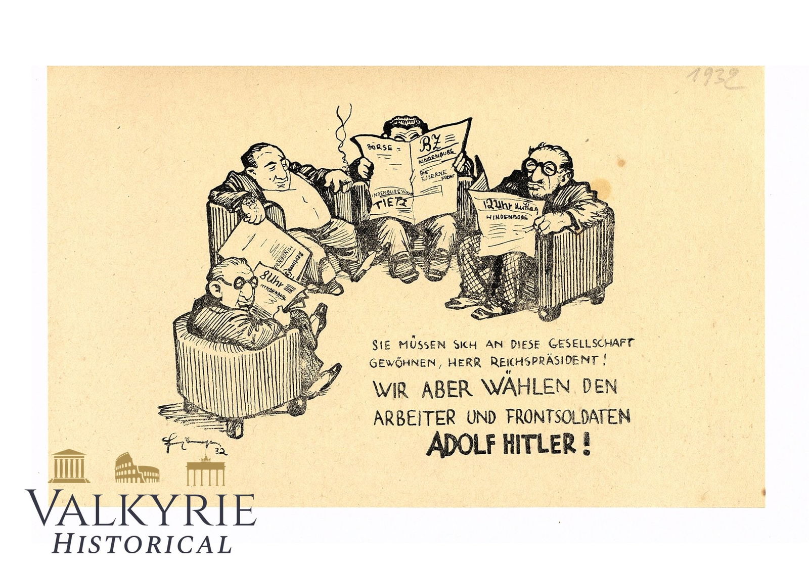 Nazi Electoral Propaganda Leaflet "We Choose the Worker and Front Soldier Adolf Hitler!" (1 of 2)