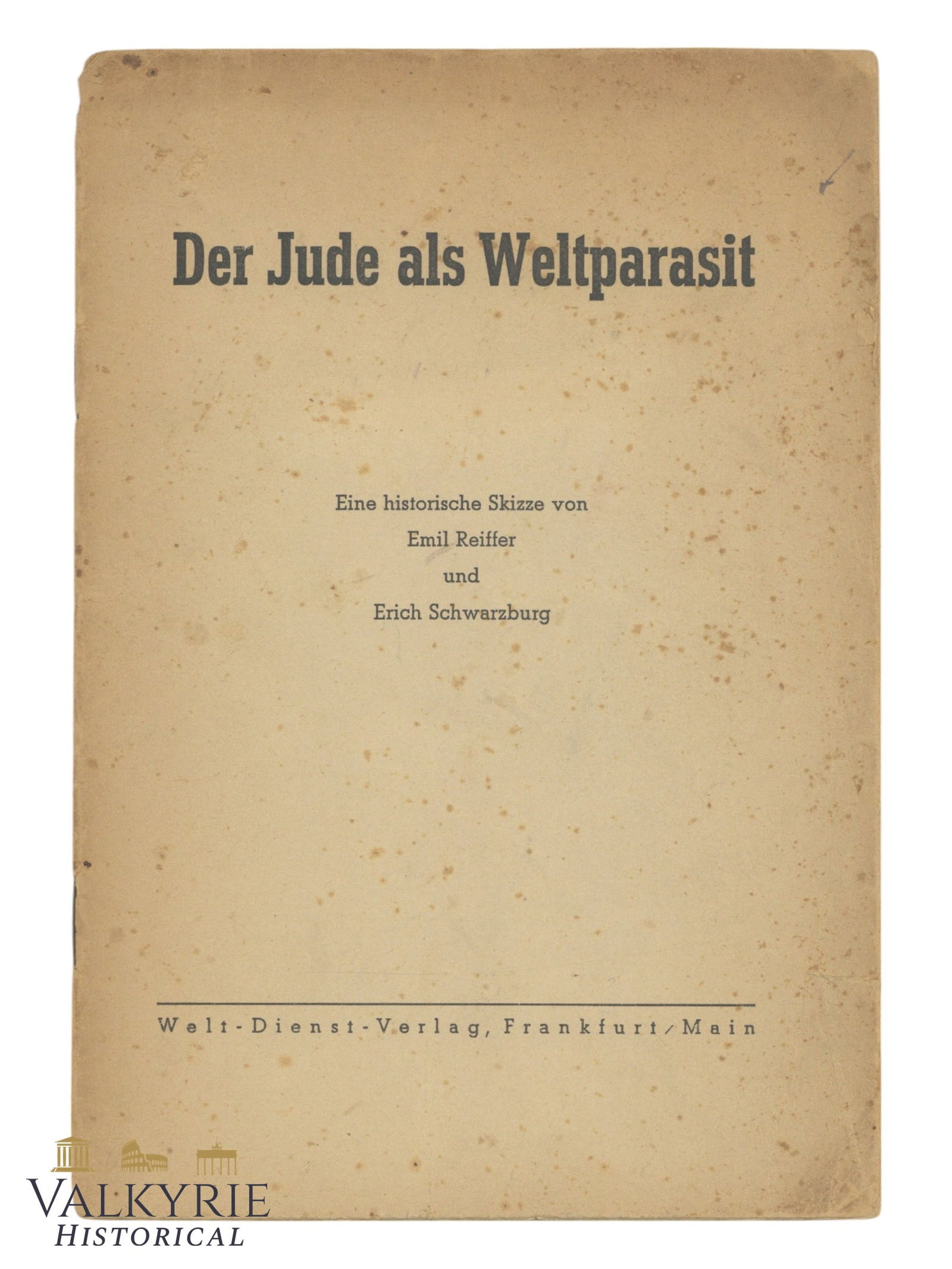 Rare German Anti-Semitic Booklet Entitled "The Jew as World Parasite" 1944 (1 of 6)