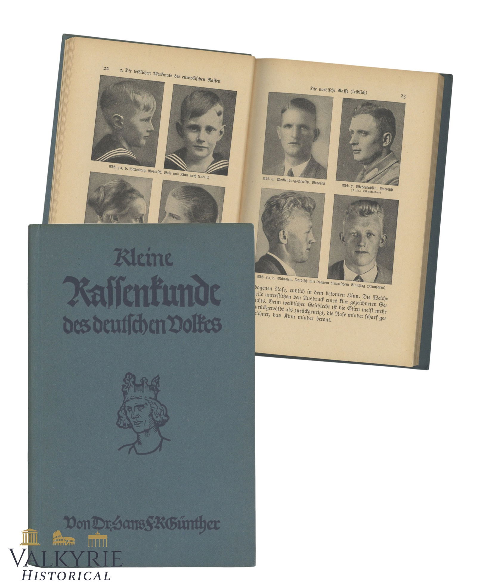 German Book of Racial Background Entitled "Kleine Rassenkunde des Deutsches Volkes" 1943 (1 of 13)