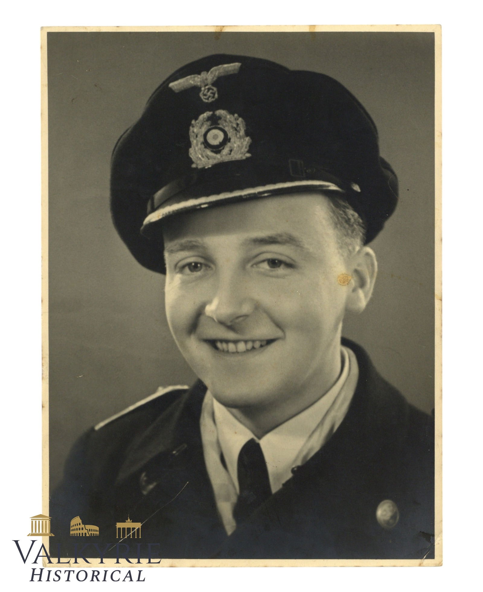 Big Studio Portrait of a German Kriegsmarine Member in Uniform During III Rech Period (1 of 2)
