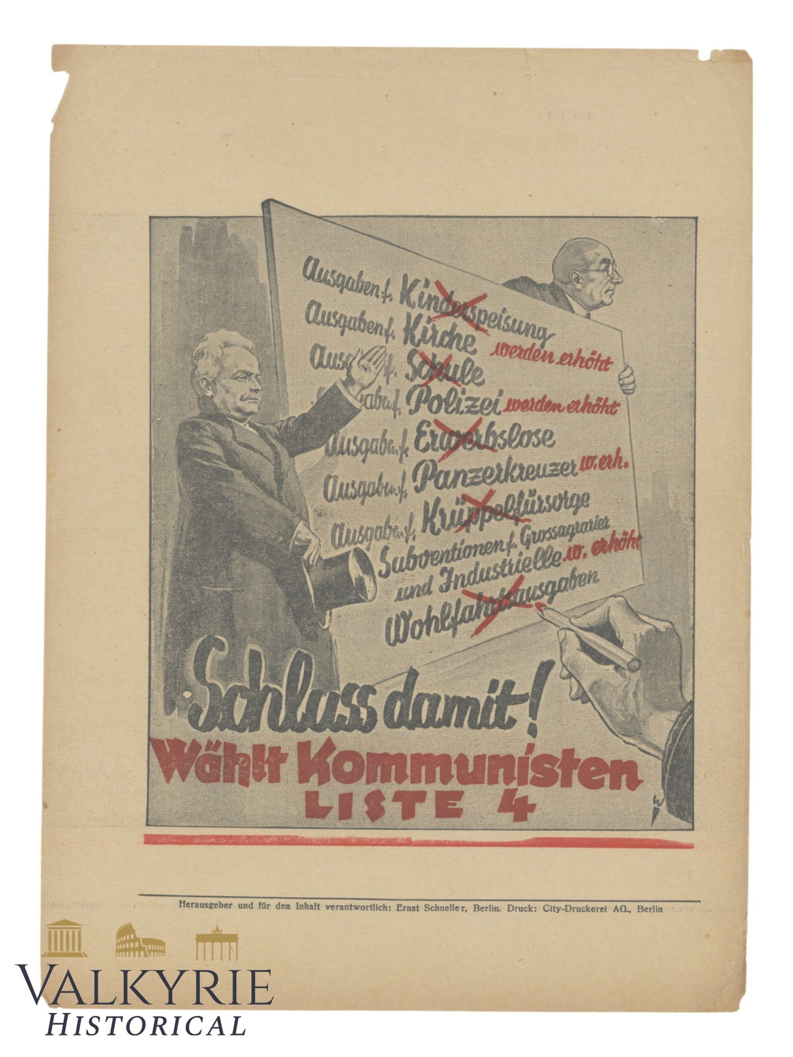 German Electoral Propaganda Leaflet of the German Communist Party "Vote Communists" (1 of 2)
