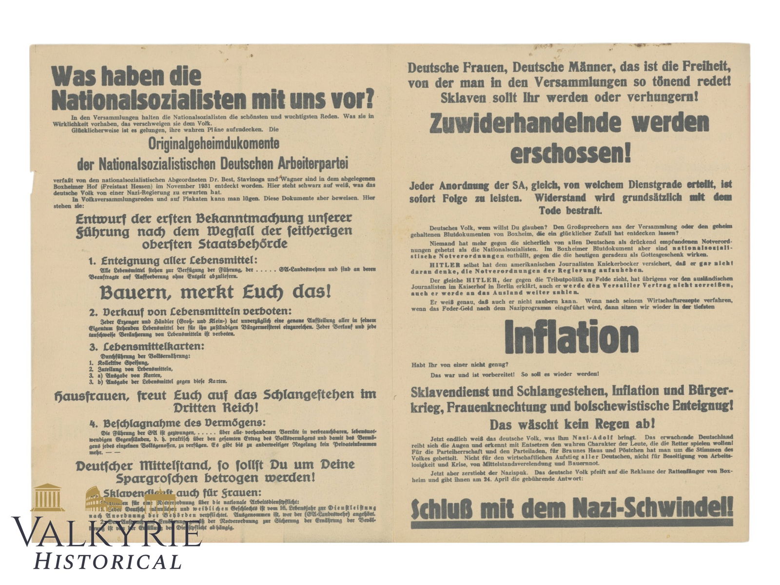 German Anti-Nazi Propaganda Leaflet "Where Were They During the War? The Nazi Scare is Over!" - 2