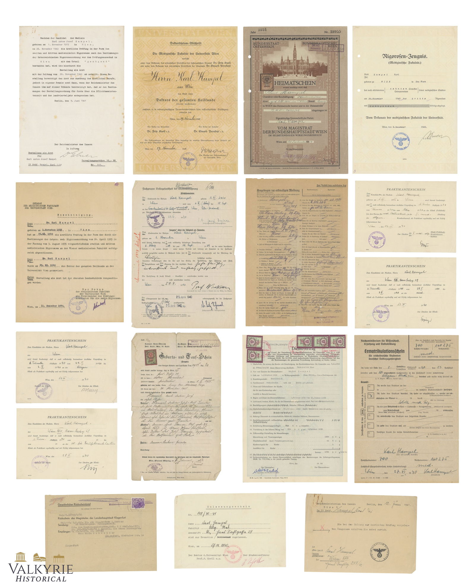 Big Set of 17 Documents That Belonged to a Medicine Student From Vienna During III Reich (1 of 16)