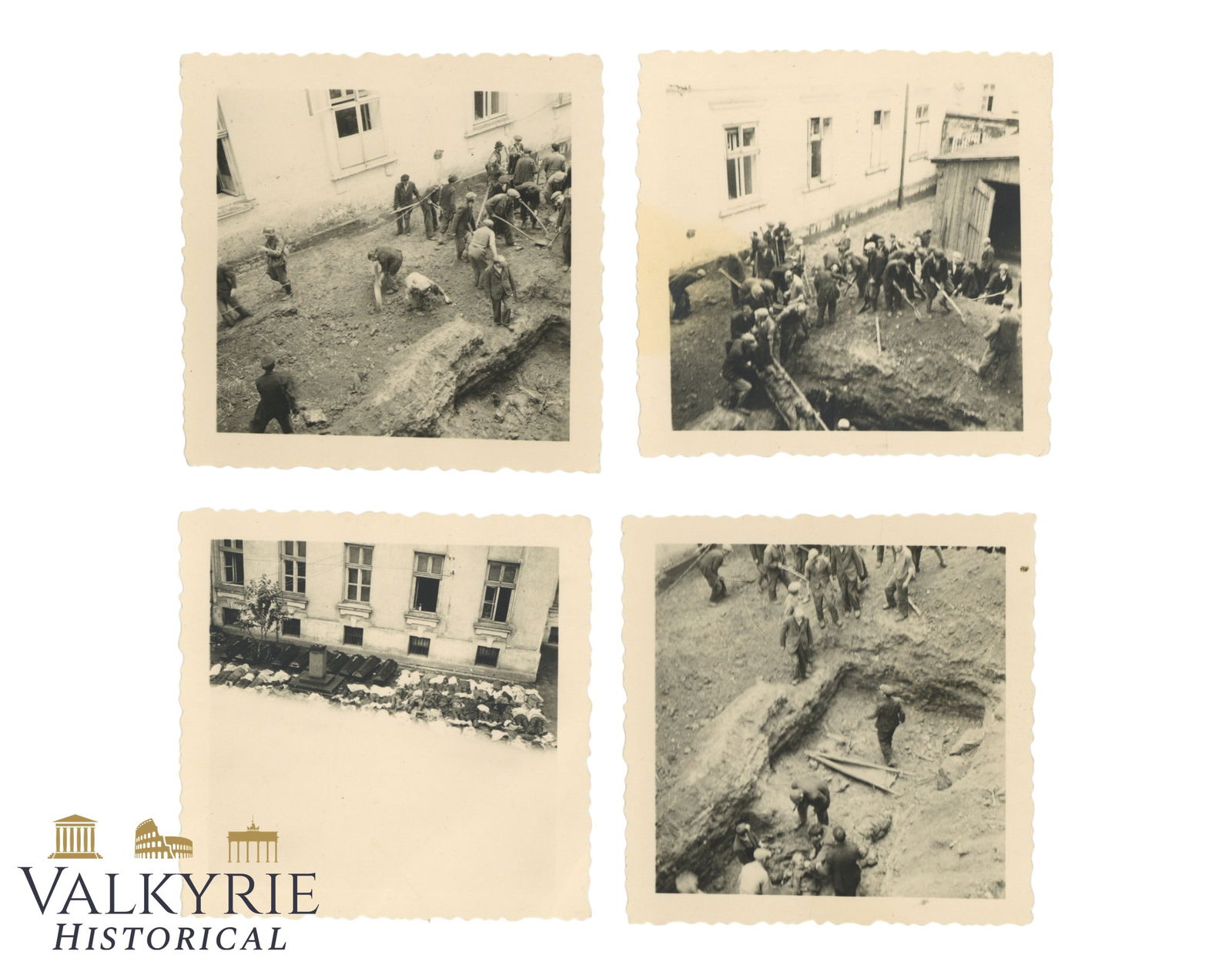 Set of 4 Photos of III Reich Period During Occupation of Poland - Unearthing Executed People: Set of 4 Photos of III Reich Period During Occupation of Poland - Unearthing Executed People. It seems it's a massacre perpetrated by Soviet Union during the occupation of Poland and some men of the v