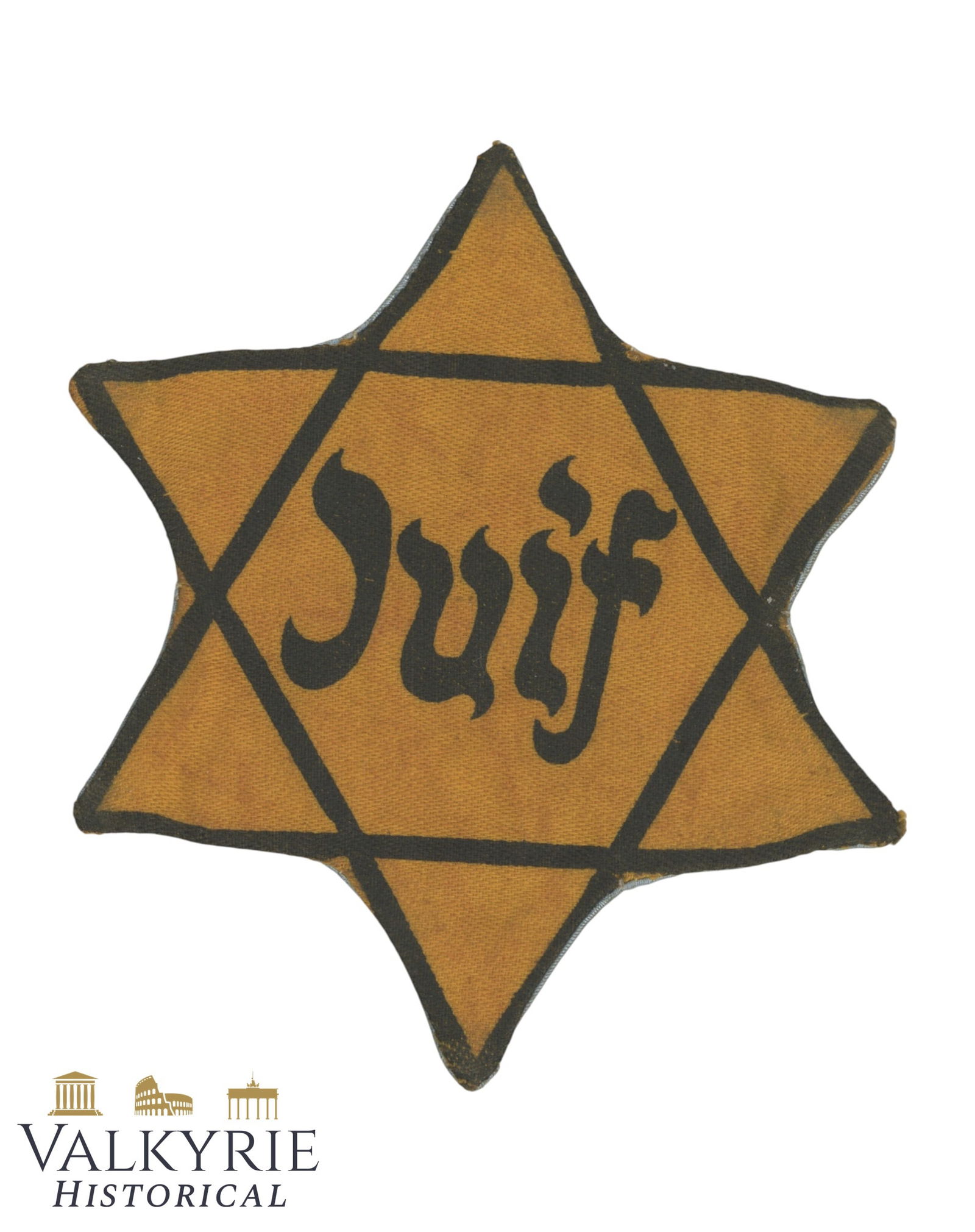 Super Rare to Find JUDE Version Yellow Star of David With Cloth Reinforcement - Used Condition: Super Rare to Find JUDE Version Yellow Star of David With Cloth Reinforcement - Used Condition. The star uses the legit cloth and lettering pattern and it was used by German, Polish and Czech Jews dur