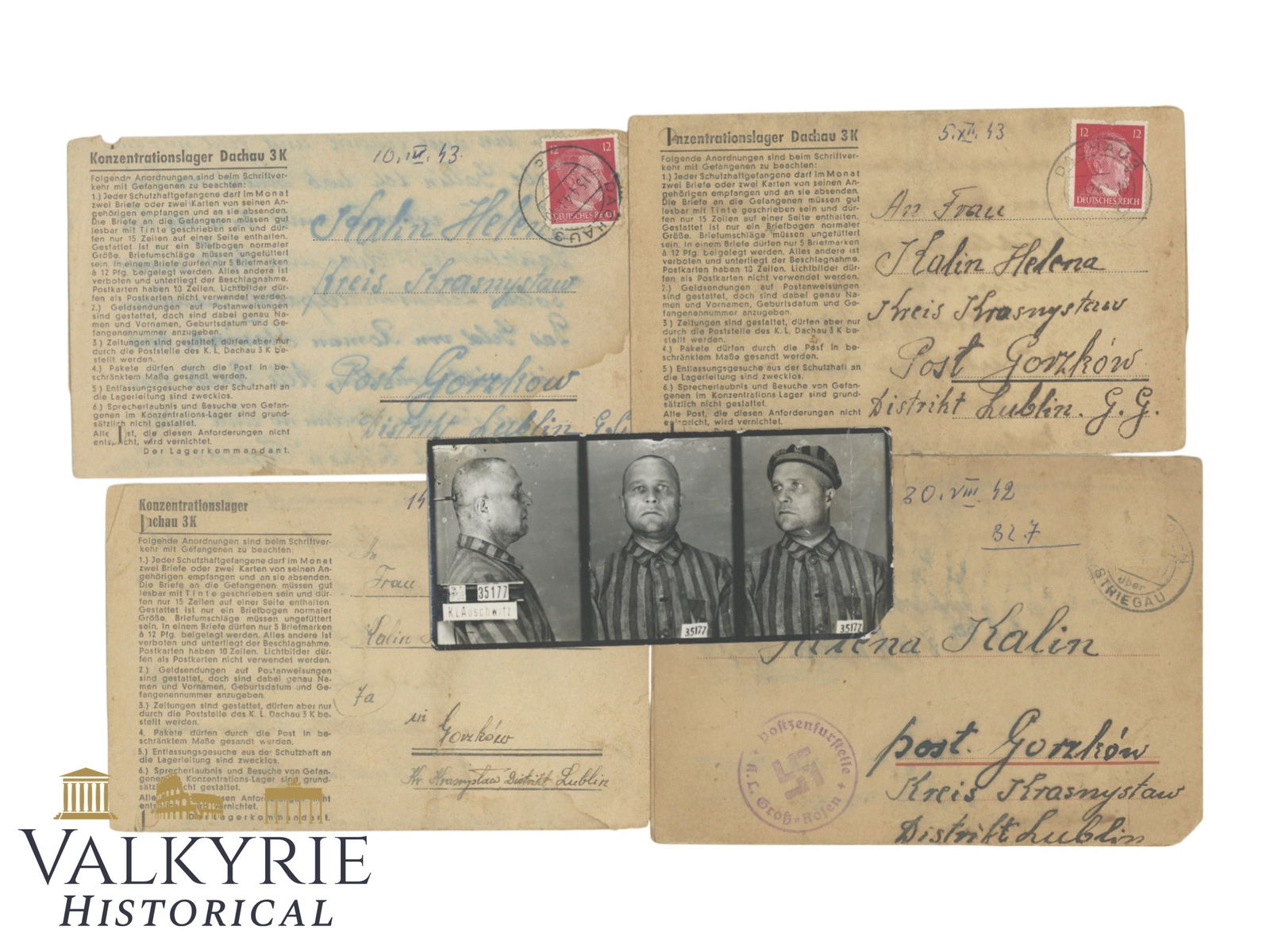 Set of 4 Letters and Mug-Shot Photo of a German Prisoner Who Was in KL Dachau and KL Sachsenhausen (1 of 20)