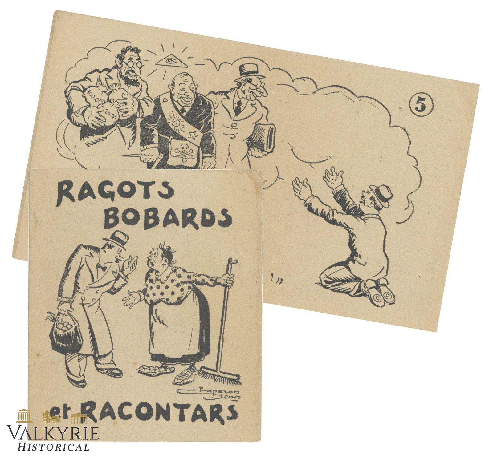 French Anti-Semitic Booklet With Political and Jew-mocking Cartoons - 40s: French Anti-Semitic Booklet With Political and Jew-mocking Cartoons - 40s. Jews as rulers of politics, finances and world conspirators. All items for this auction will be shipping from Europe. Shippin
