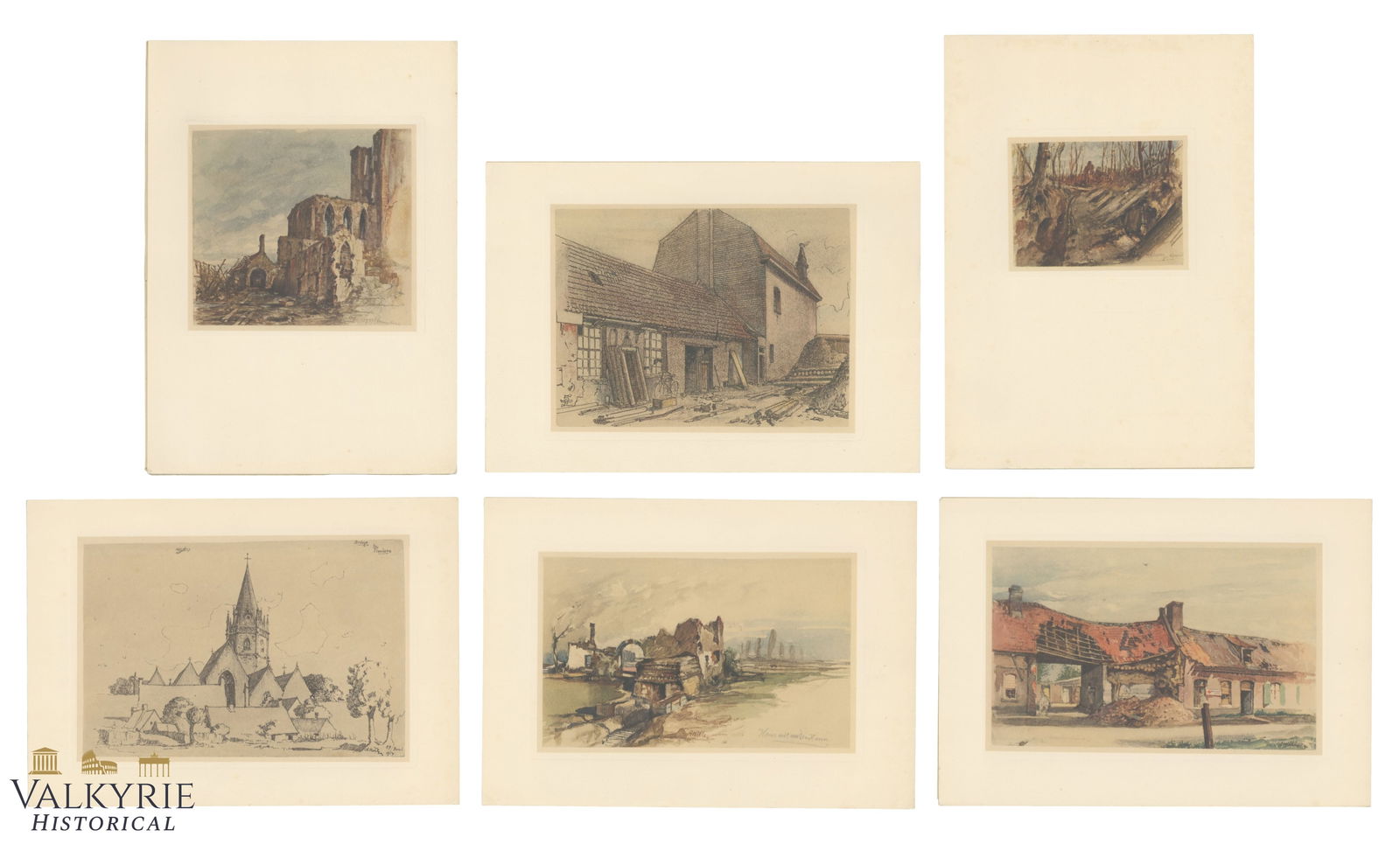 III Reich Period Collection of Reproductions of Adolf Hitler's Watercolours - 6 Prints (1 of 7)