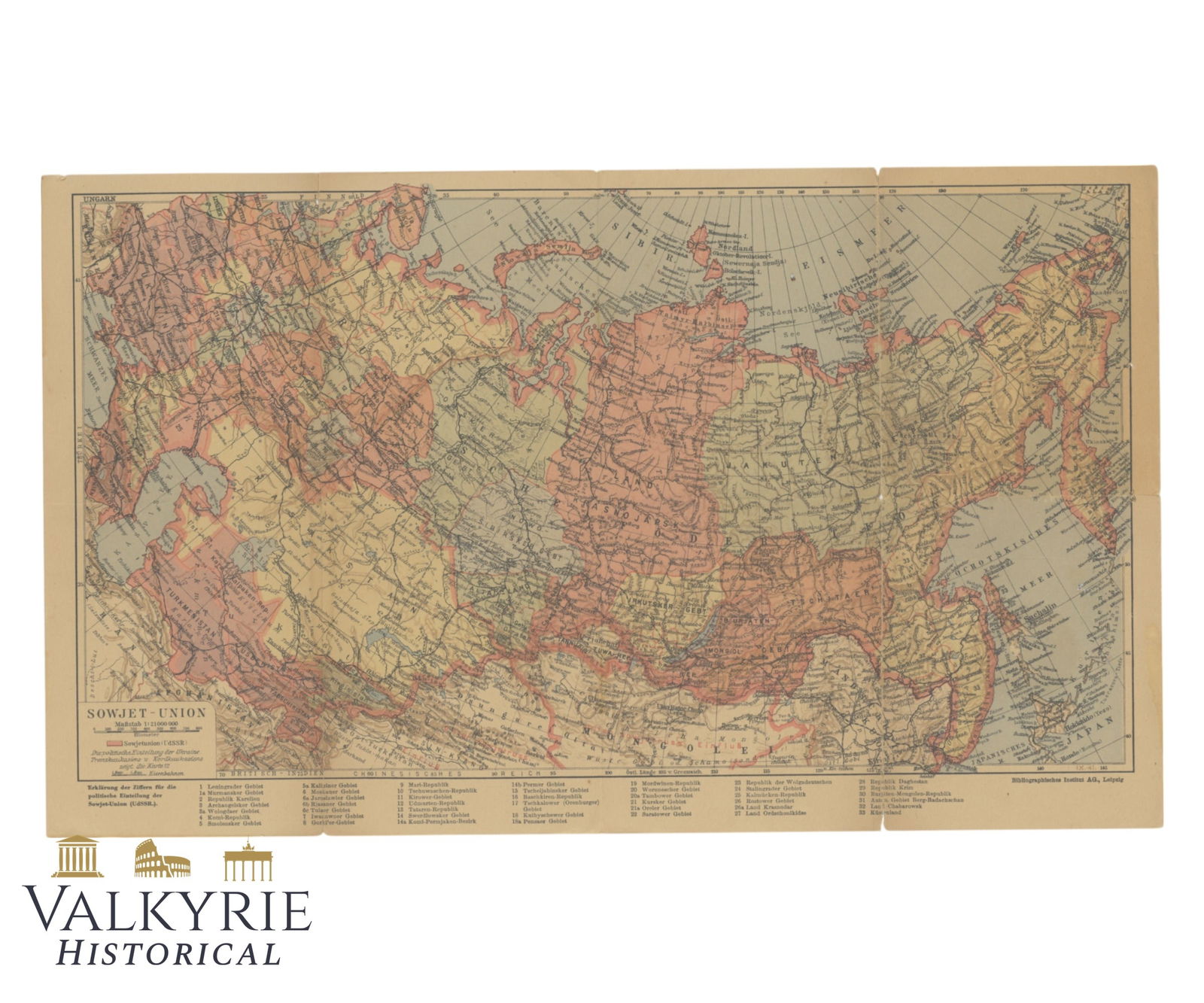 Big Foldable Map of the Soviet Union Printed in Germany in the 40s (1 of 7)