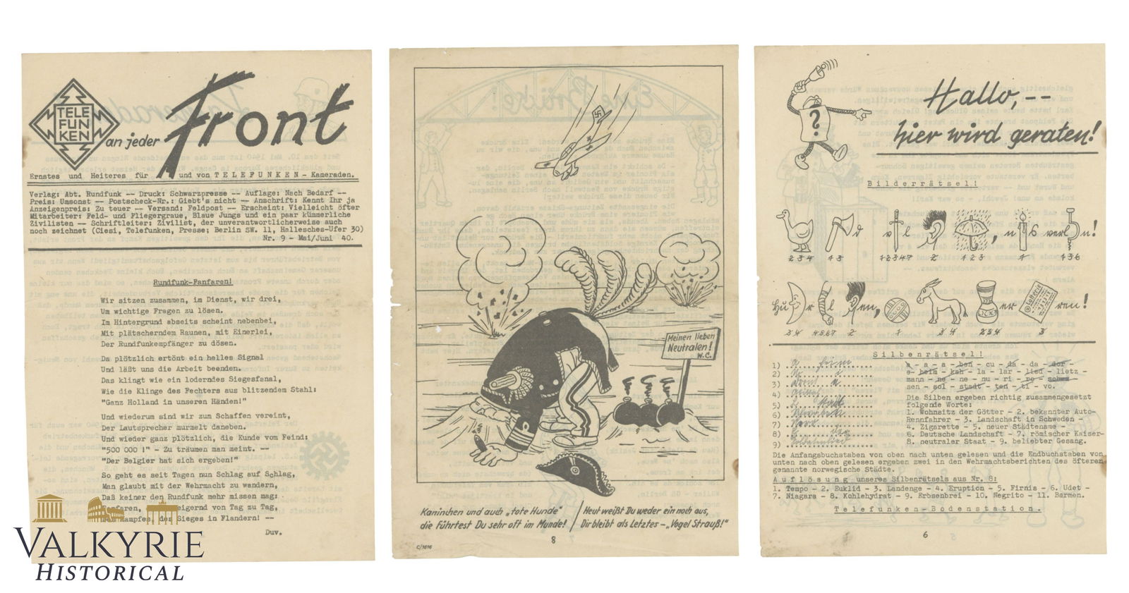 Gazette Issued for the German Telefunken Workers in 1940 With Political, Military and Company News (1 of 9)