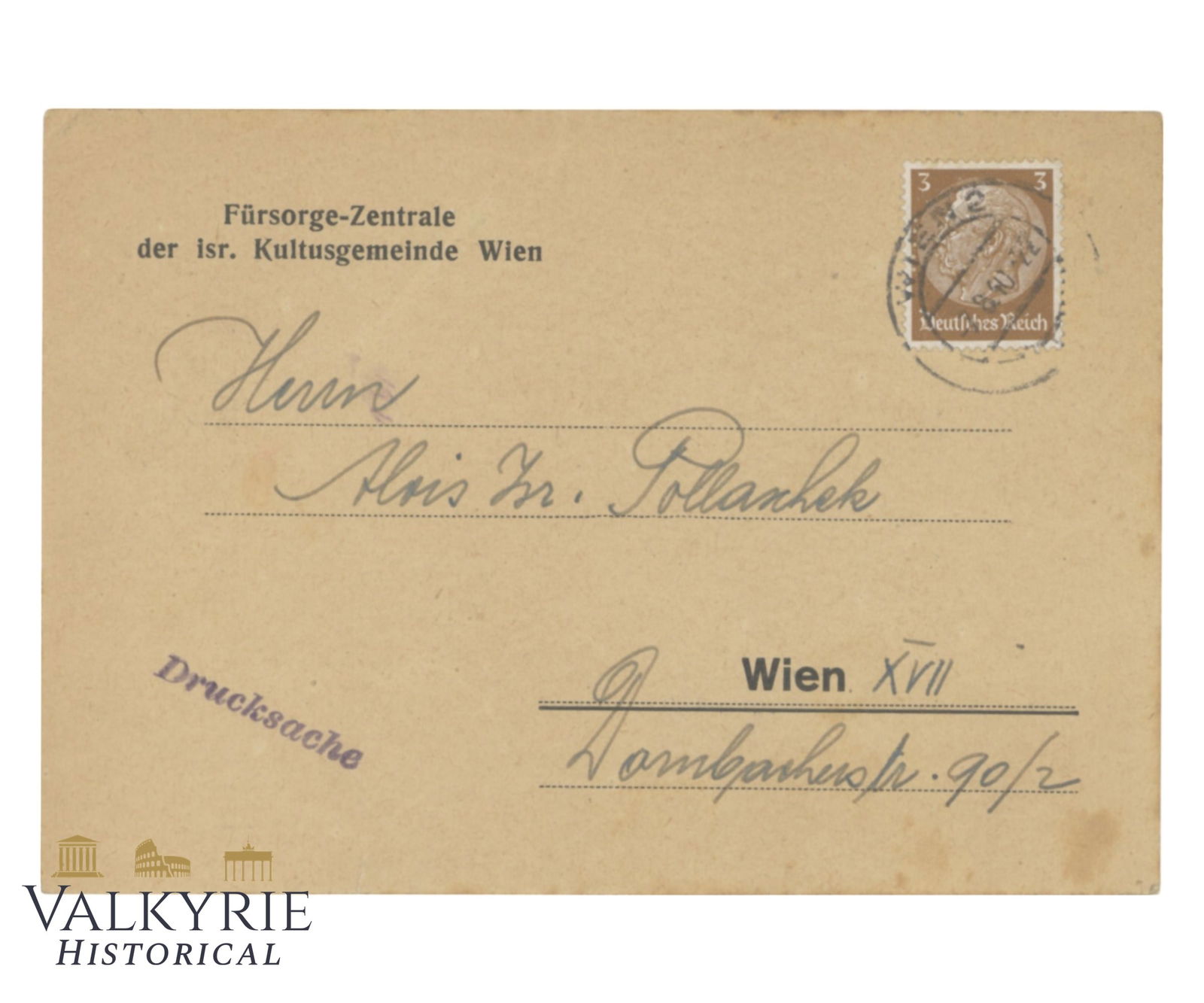 Postcard With Notification of Attendance to the Welfare Center of the Jewish Community of Vienna (1 of 2)