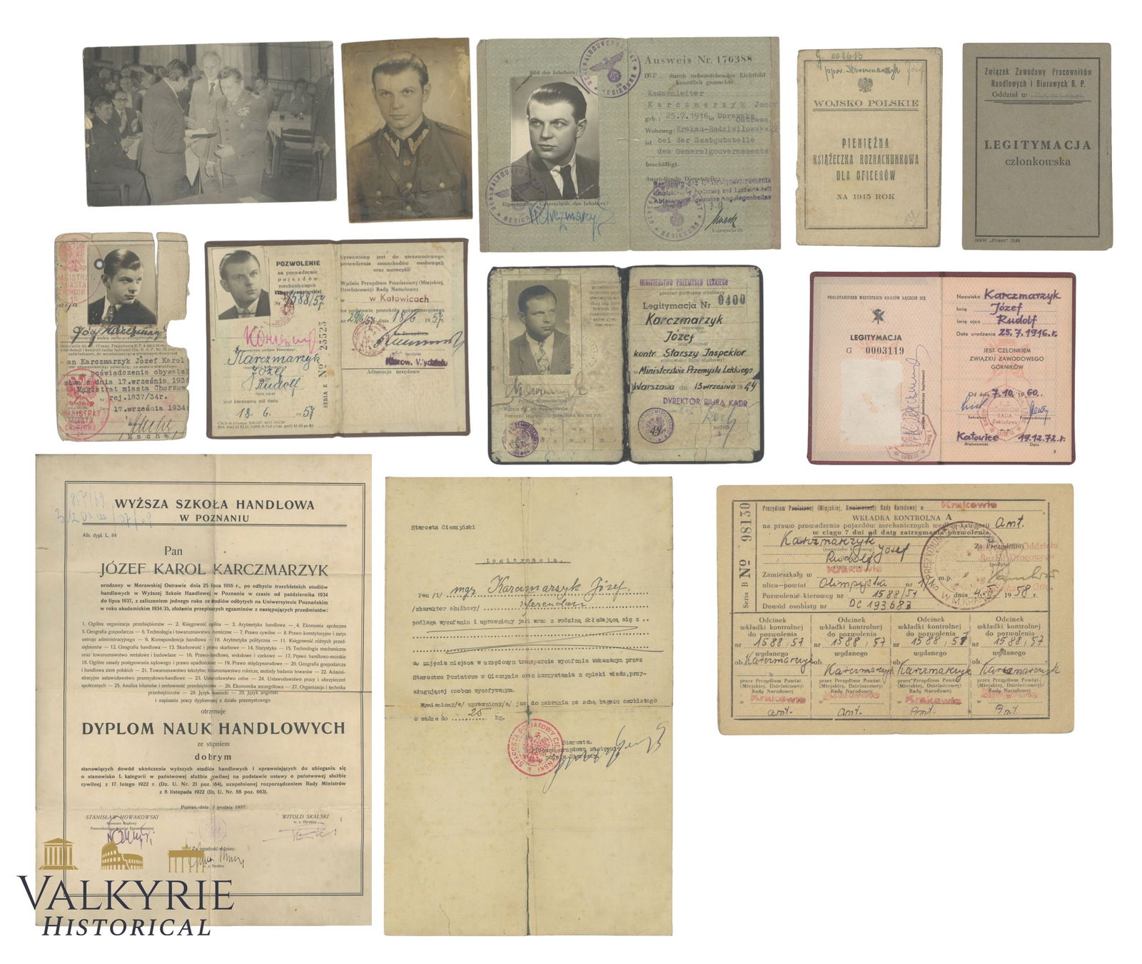 Set of Documents and IDs Issued to a Former Polish Army Officer Called Josef Karczmarzyk (1 of 16)