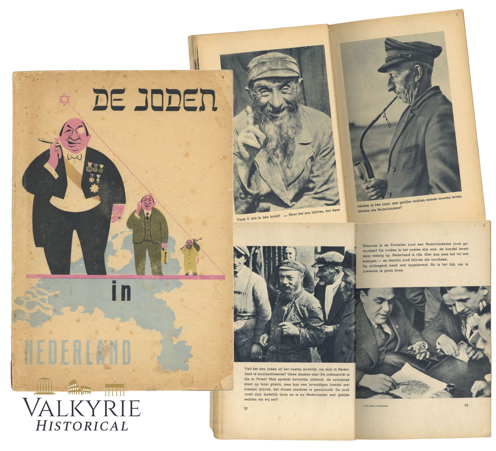 Dutch Anti-Semitic Book "The Jews in the Netherlands" by Hans Graf Von Monts 1940: Dutch Anti-Semitic Book "The Jews in the Netherlands" by Hans Graf Von Monts. Soft cover. 63 pages. 1940. Written in Dutch. All items for this auction will be shipping from Europe. Shipping cost $25 i