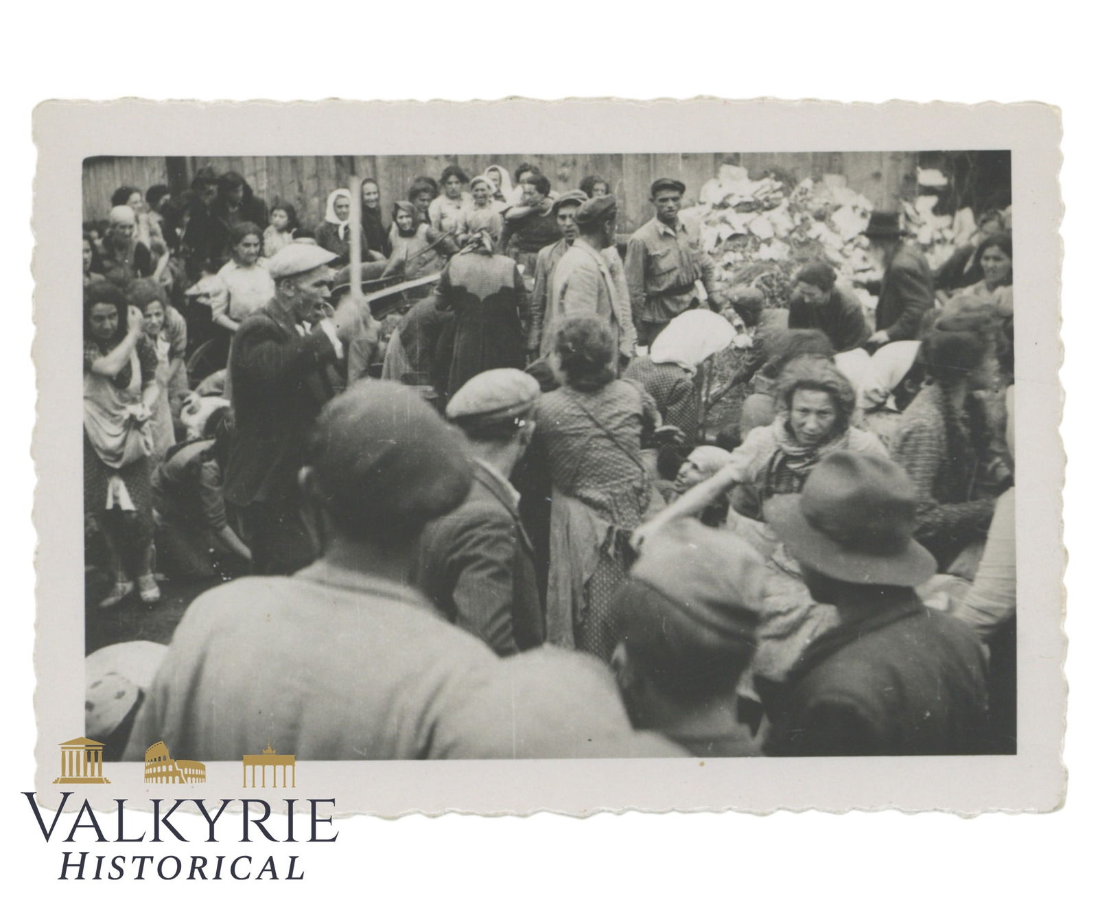 Photo Taken Somewhere in Ukraine Showing Jewish People in a Village Receiving Food (1 of 2)