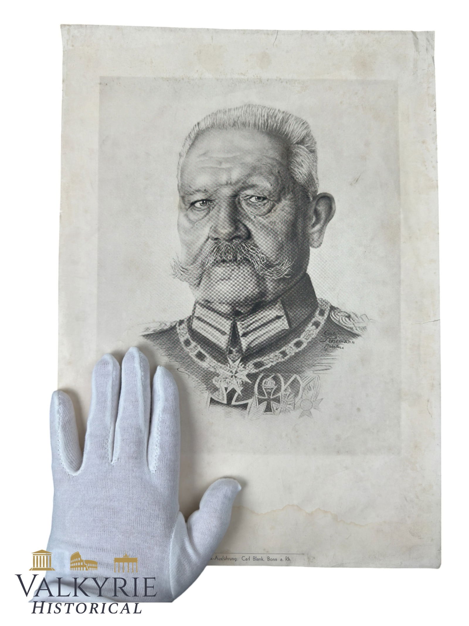 Old Print With Drawn Portrait of the German Genealfeldmarschall von Hindenburg (1 of 2)