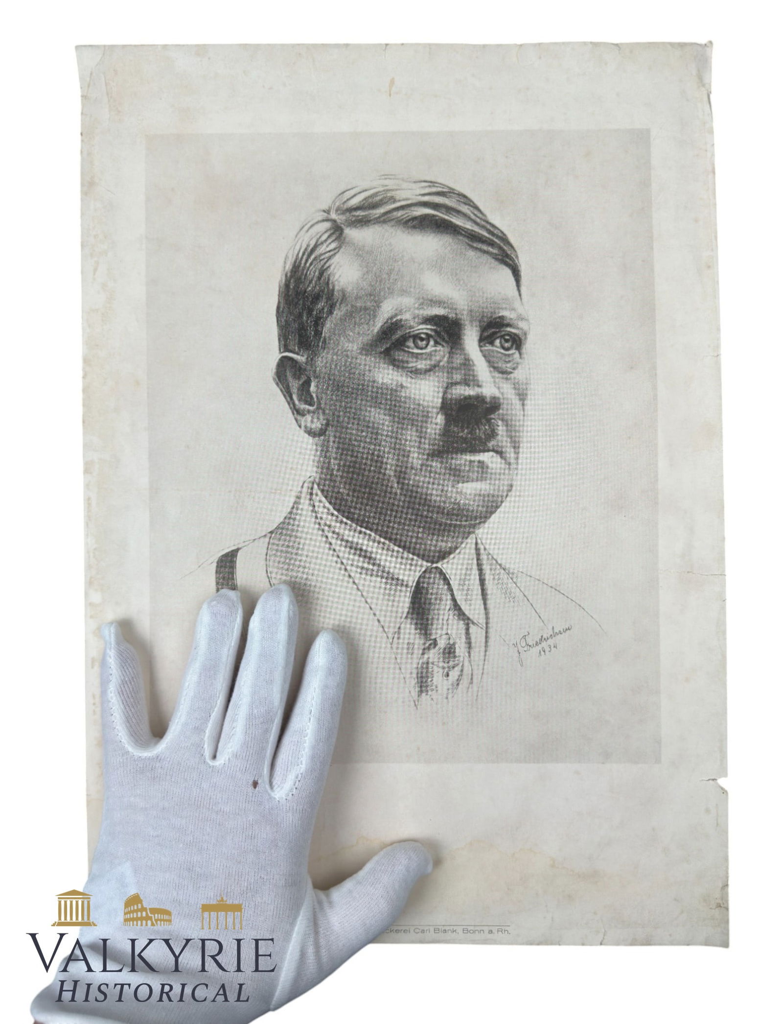 Big Portrait Print of the Fuhrer Adolf Hitler Done With Pencil Technique: Big Portrait Print of the Fuhrer Adolf Hitler Done With Pencil Technique. Size: 42x30cm All items for this auction will be shipping from Europe. Shipping cost $25 it doesn't matter how many items you
