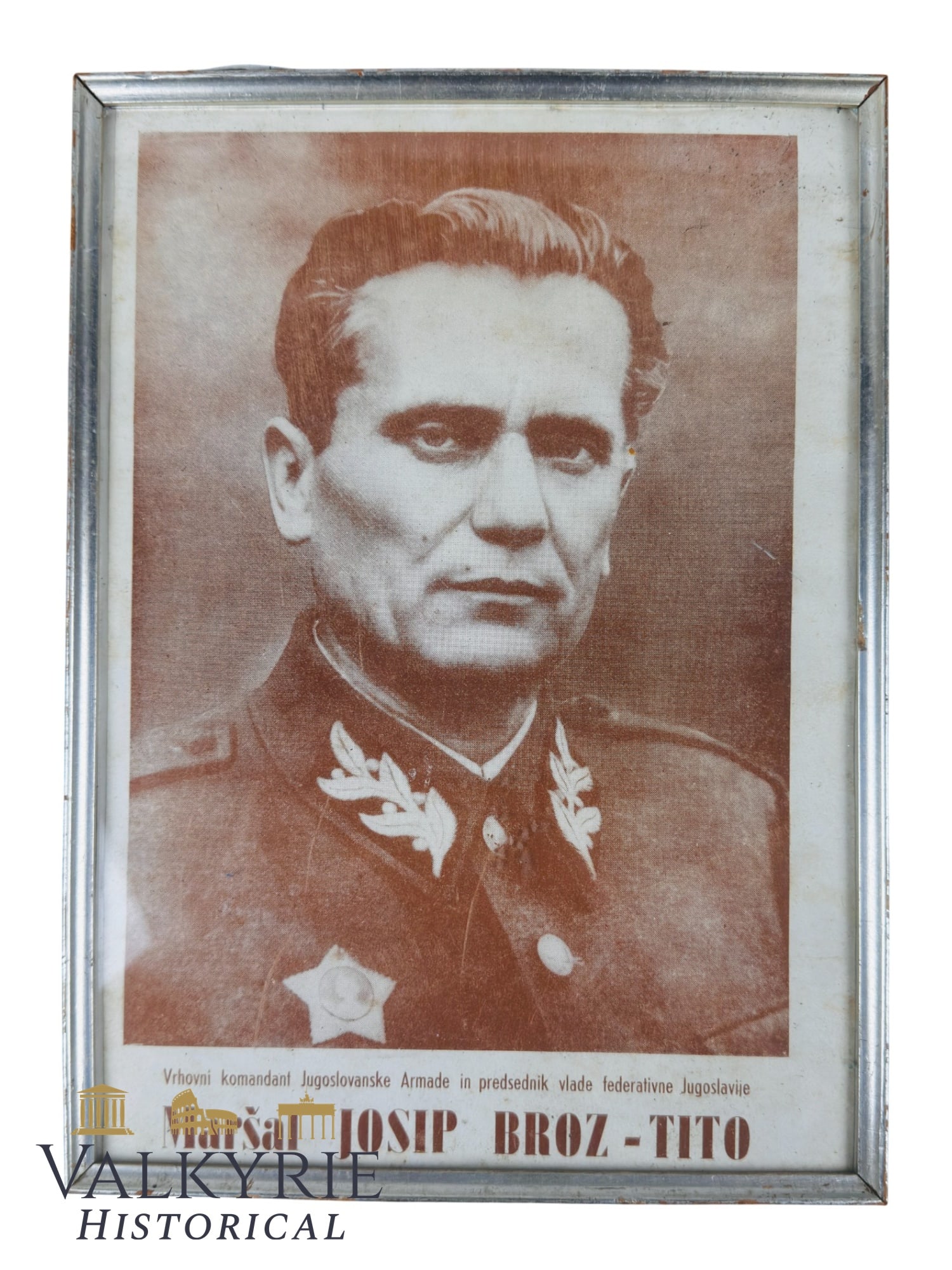 Framed Propaganda Portrait of the Leader of the Yugoslavian Partisans Marshall Josip Broz-Tito (1 of 4)