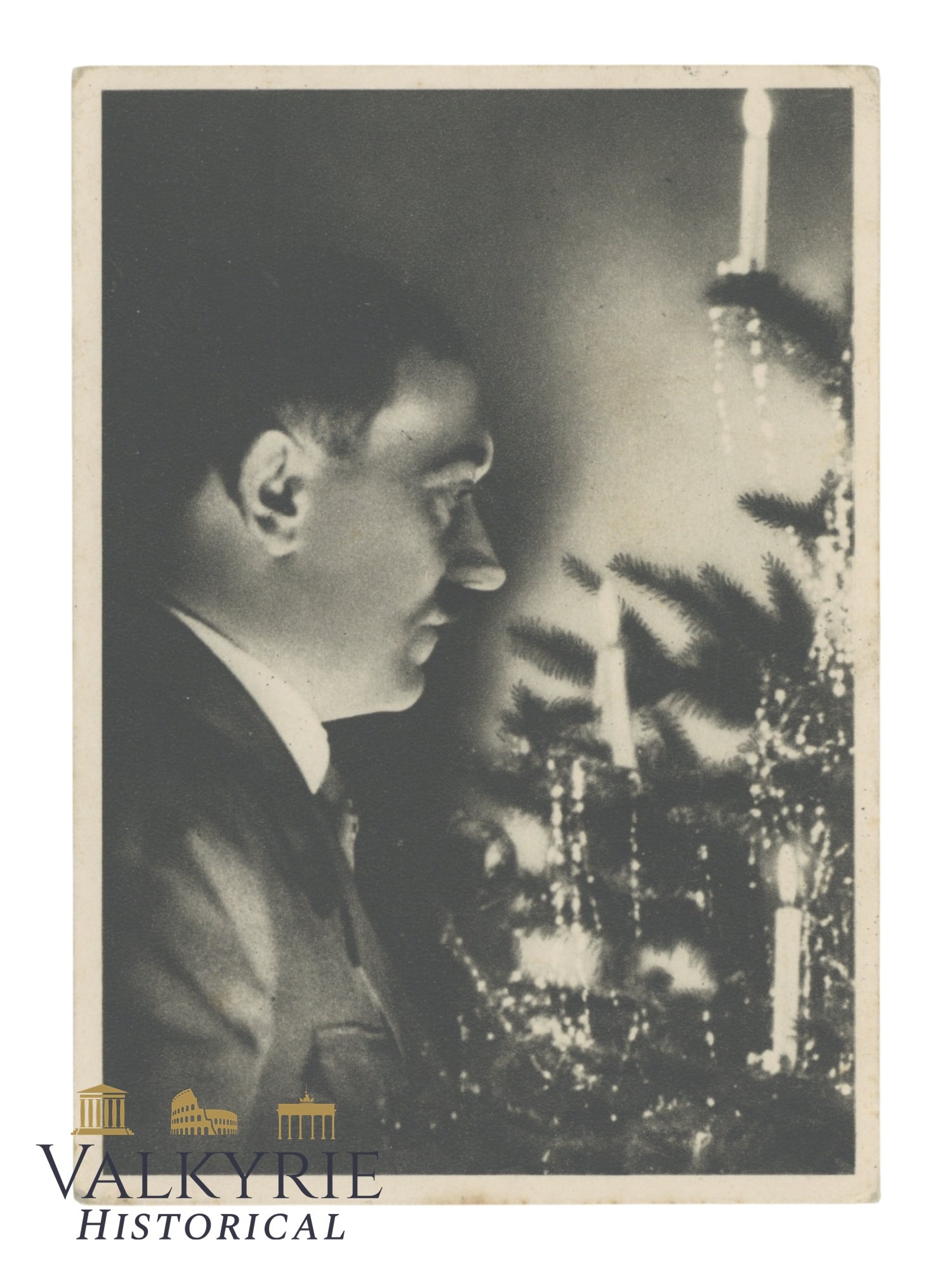 German Commemorative Postcard of the Christmas of 1942 - Photo of Hitler With Christmas Tree (1 of 2)
