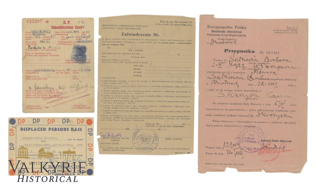 Set of 4 Documents Issued Just After The War to a Polish Woman Used As Forced Labour in Germany (1 of 9)