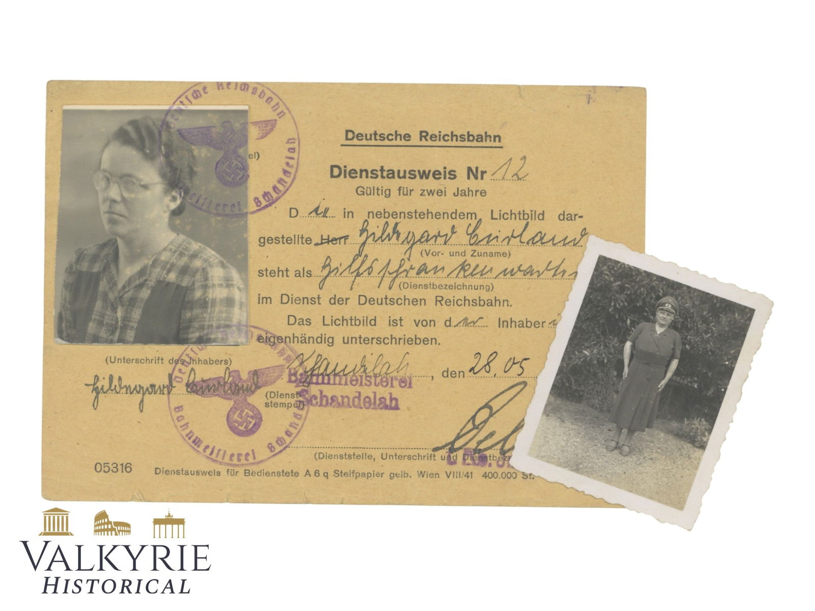Dienstausweis Issued in 1943 to a German Woman Who Worked For German Railways (1 of 5)