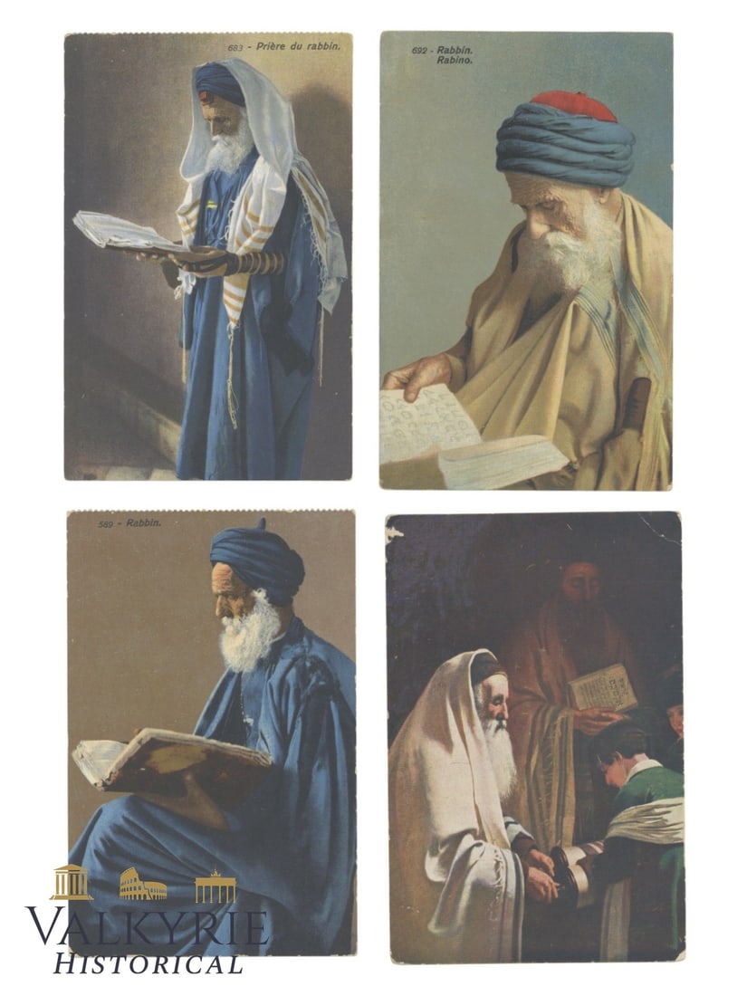 Set of 4 German Postcards of a Collection of the Early XX Century With Jewish Rabbi Paintings (1 of 6)