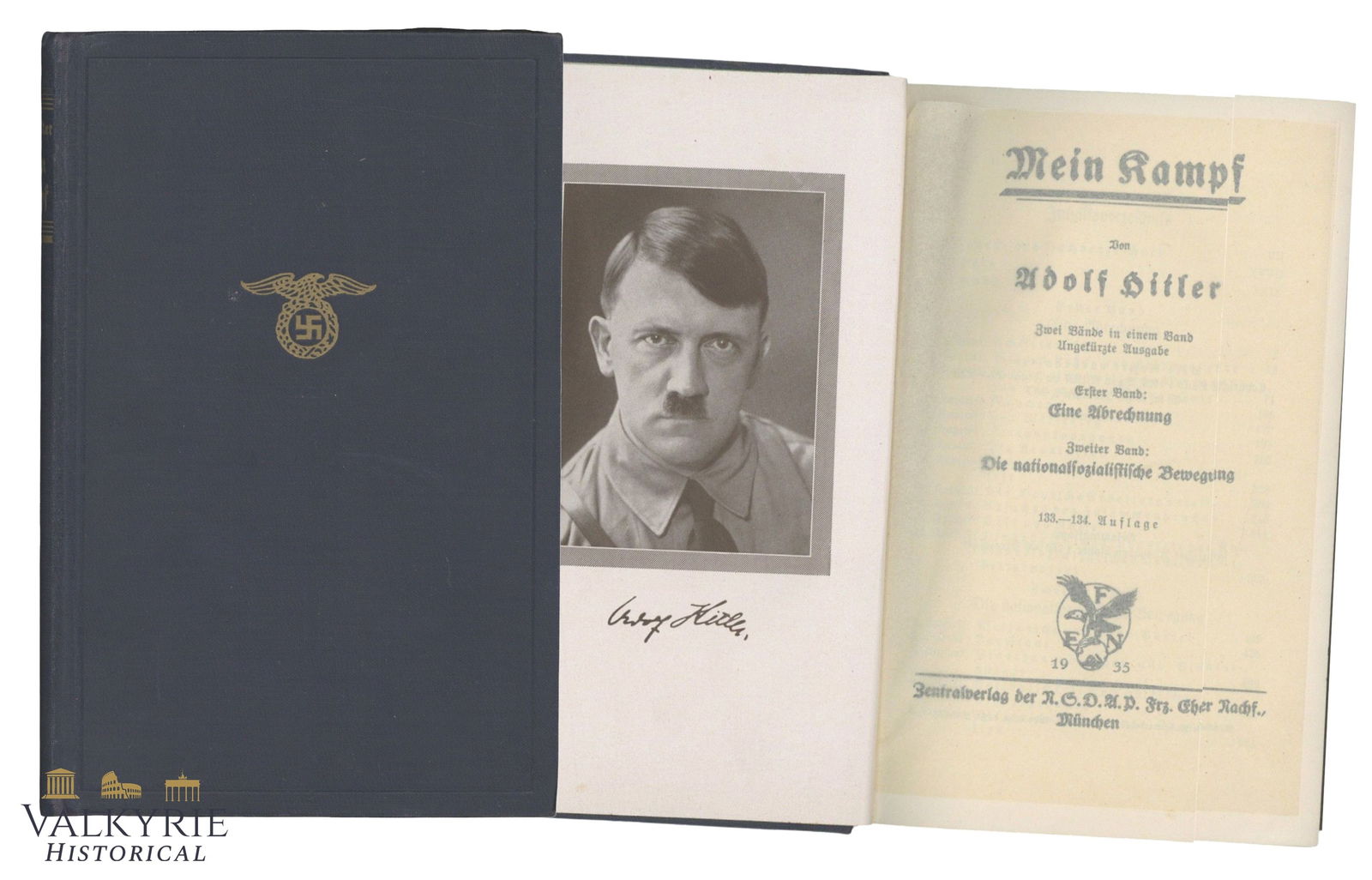 Adolf Hitler's "Mein Kampf" Book Edition From 1933: Adolf Hitler's "Mein Kampf" Book Edition From 1933. With hard cover. Good condition. Size: 58x40cm All items for this auction will be shipping from Europe. Shipping cost $25 it doesn't matter how many
