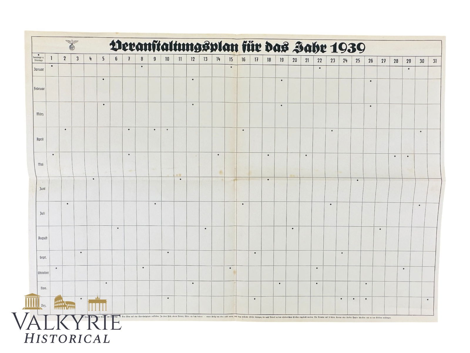Big Foldable Planning Poster of the NSDAP "Activity Schedule For the Year 1939": Big Foldable Planning Poster of the NSDAP "Activity Schedule For the Year 1939". Size: 60x43cm All items for this auction will be shipping from Europe. Shipping cost $25 it doesn't matter how many ite
