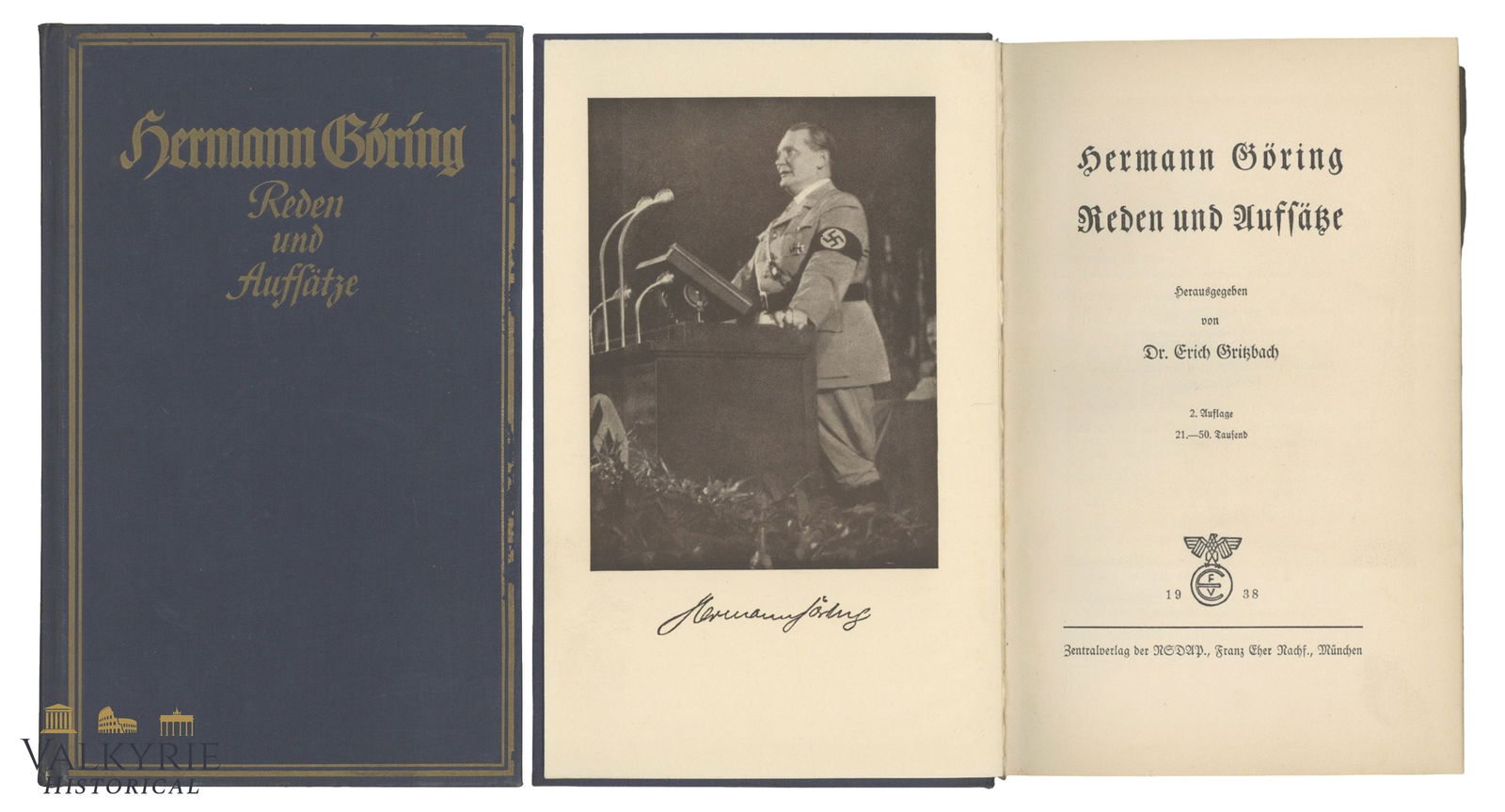German Book "Speeches and Essays" by Erich Gritzbach - 1938 and Letter From 1940 (1 of 12)