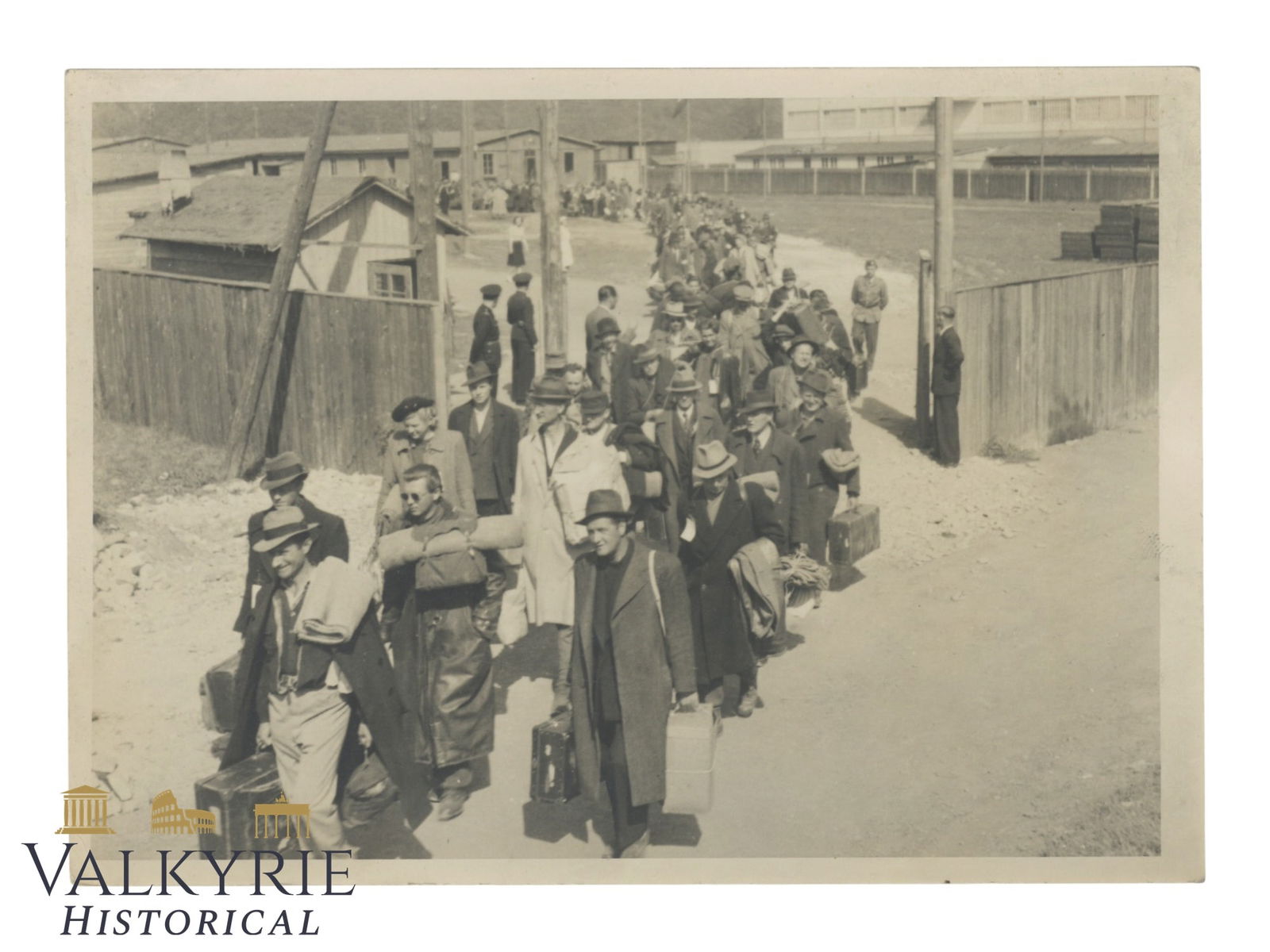 Period Photo Showing Some Men Carrying Luggage and Belongings in a Prisoner Camp - Jews? (1 of 2)