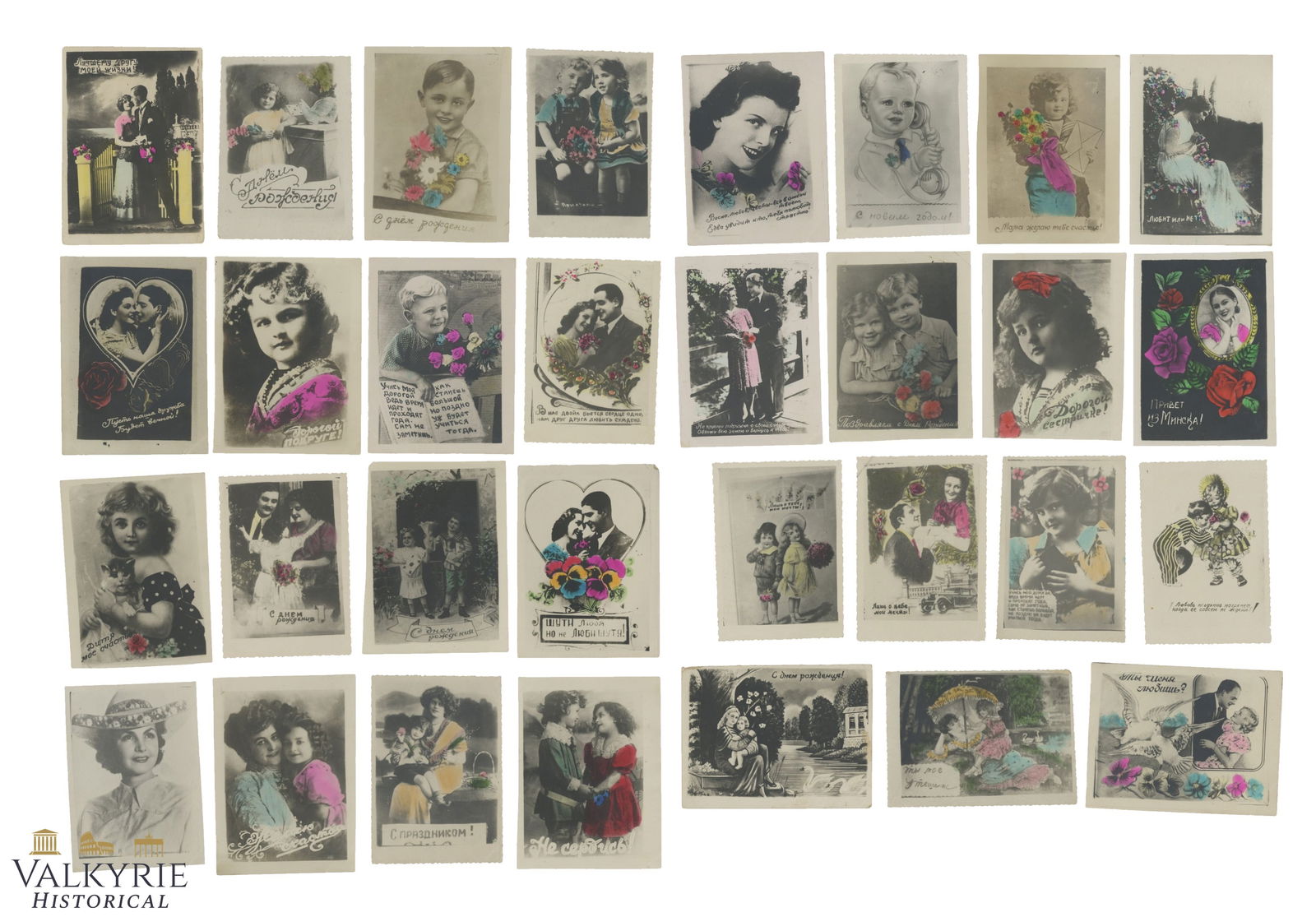 Set of 33 Soviet Different Period Photos With Artworks Related to Love,Couples and Children (1 of 5)