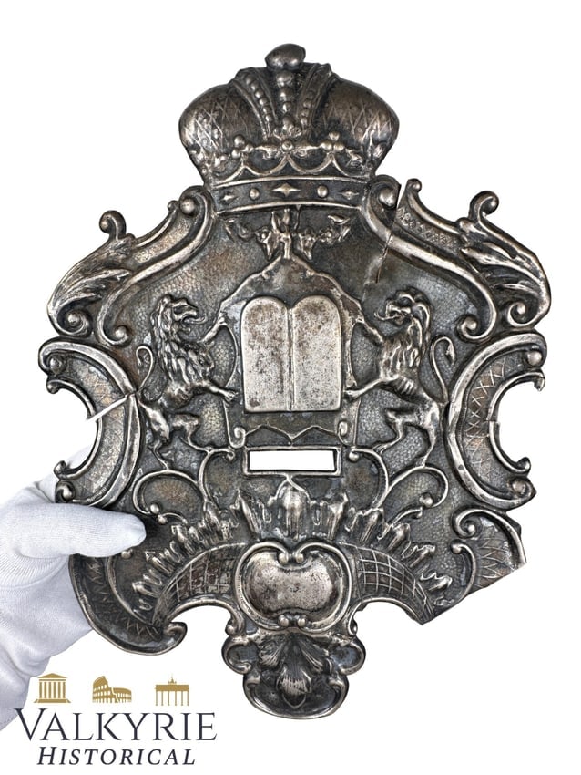 Very Rare and Old Silver Made Torah Shield or Tass That Comes From Poland - Saved Part (1 of 20)