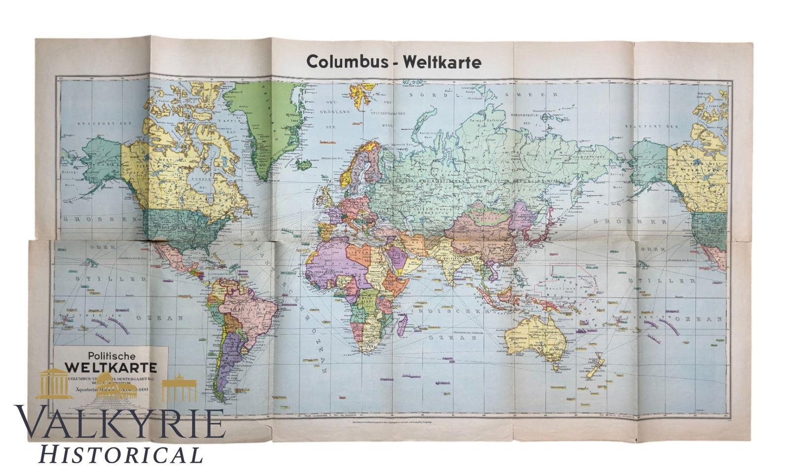 German III Reich Period Foldable World Political Map by Columbus Verlag 1942 (1 of 19)