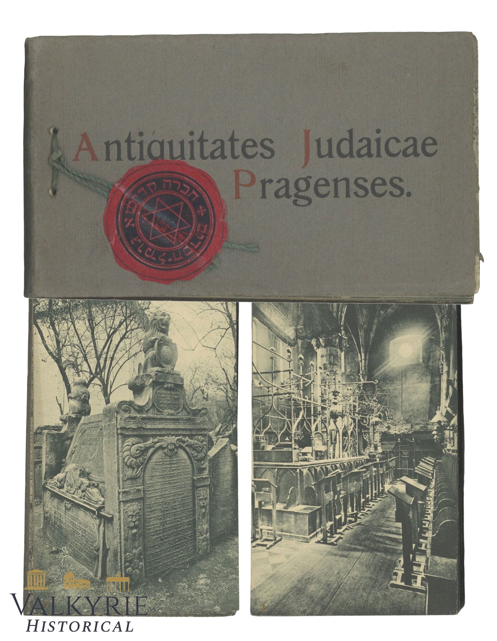 Old Photo Book "Antiquitates Judaica Praguenses" About Jewish Heritage in the City of Prague: Old Photo Book "Antiquitates Judaicae Pragenses" About Jewish Heritage in the City of Prague. Photos depict synagogues, tombstones in the Jewish cemetery of the city, etc. All items for this auction w