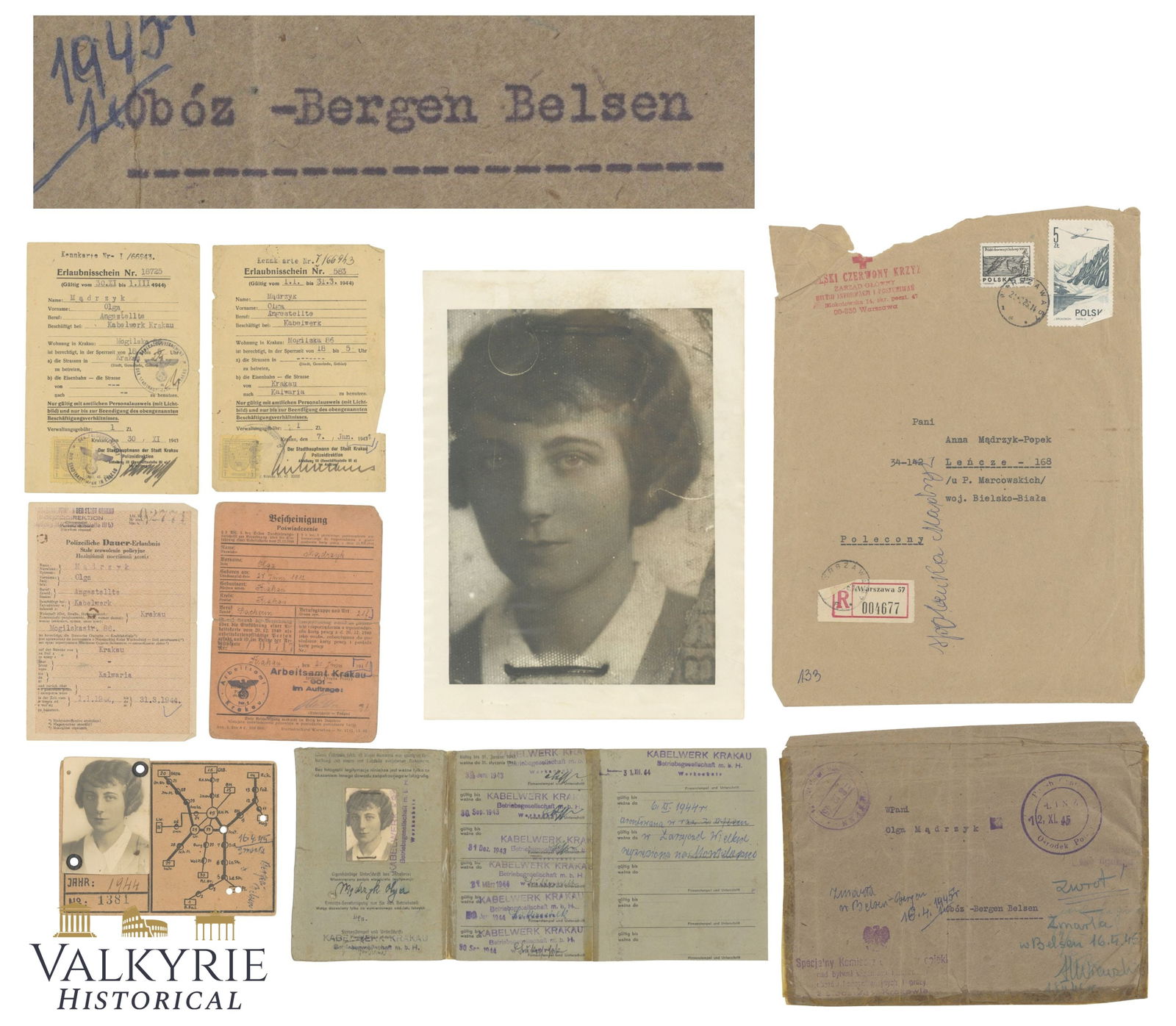 Set of Documents to a Polish Girl Who Worked For German Company Kabelwerk Krakau 1944 (1 of 9)