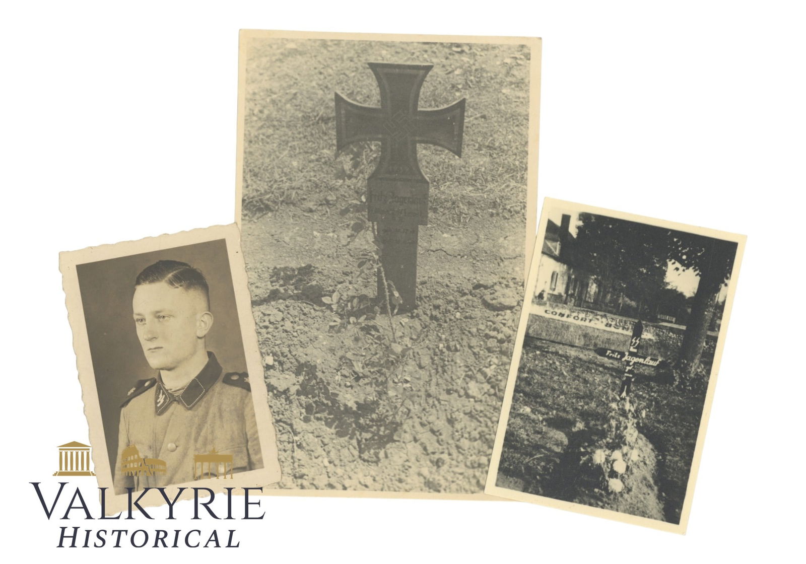 Set of 3 Photos of a Former Waffen SS Fallen Soldier During WW2 (1 of 5)