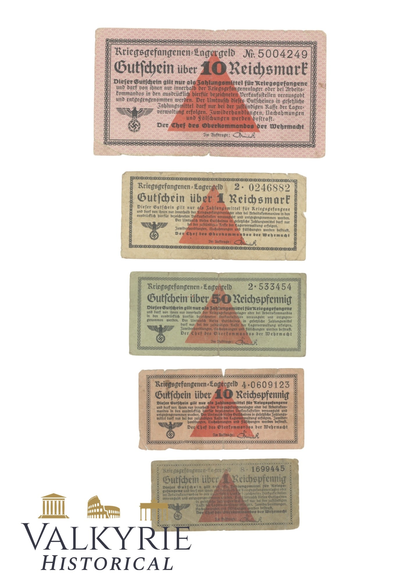 5 Banknotes to be used by Allied prisoners imprisoned in German POW camps / Stalags. (1 of 7)