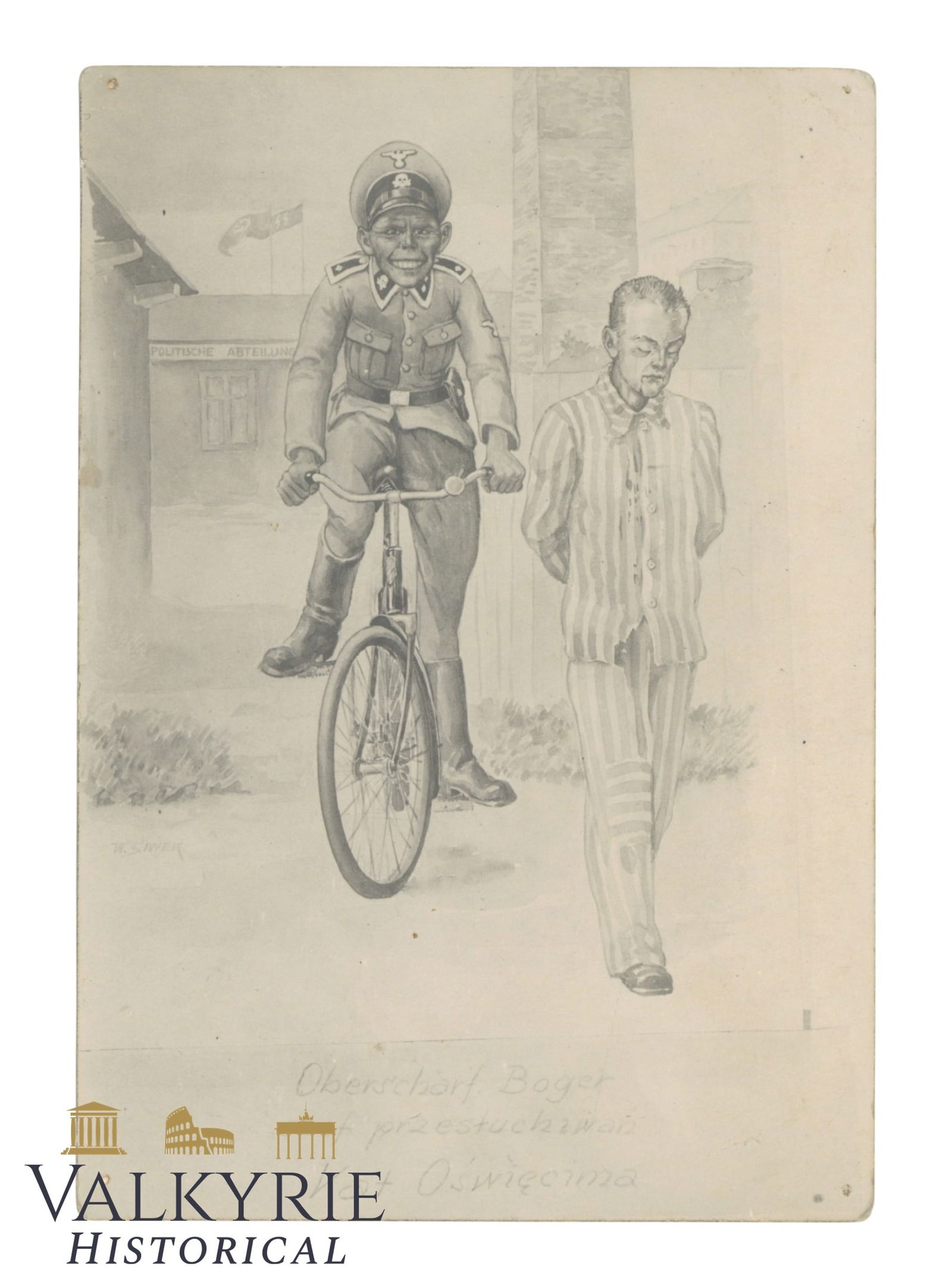 Auschwitz – Black-and-White Photograph of a Camp Drawing (1 of 5)