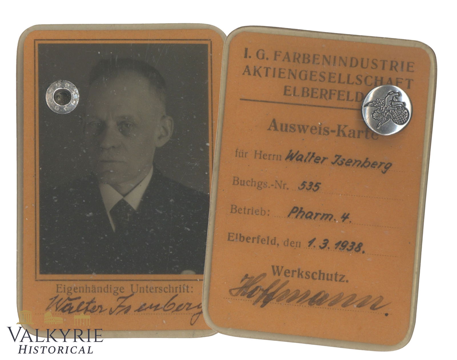 I.G. Farbenindustrie AG (Elberfeld) – Walter Isenberg (1 of 3)