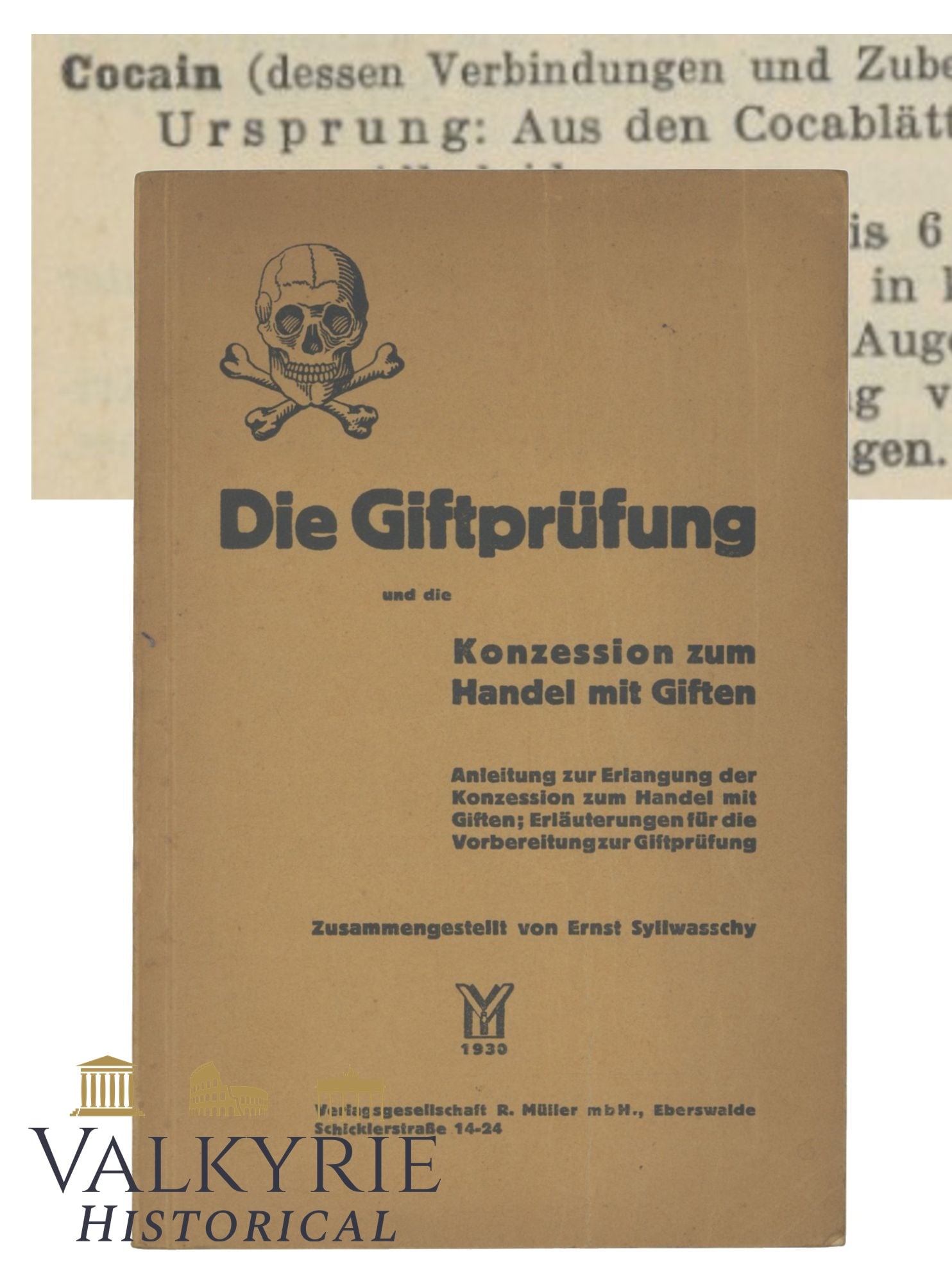 The Poison Examination and the Concession to Trade in Poisons.: Die Giftprüfung und die Konzession zum Handel mit Giften (1930) Description of the book “Die Giftprüfung und die Konzession zum Handel mit Giften” (1930) is a German (Prussian) guide/compend